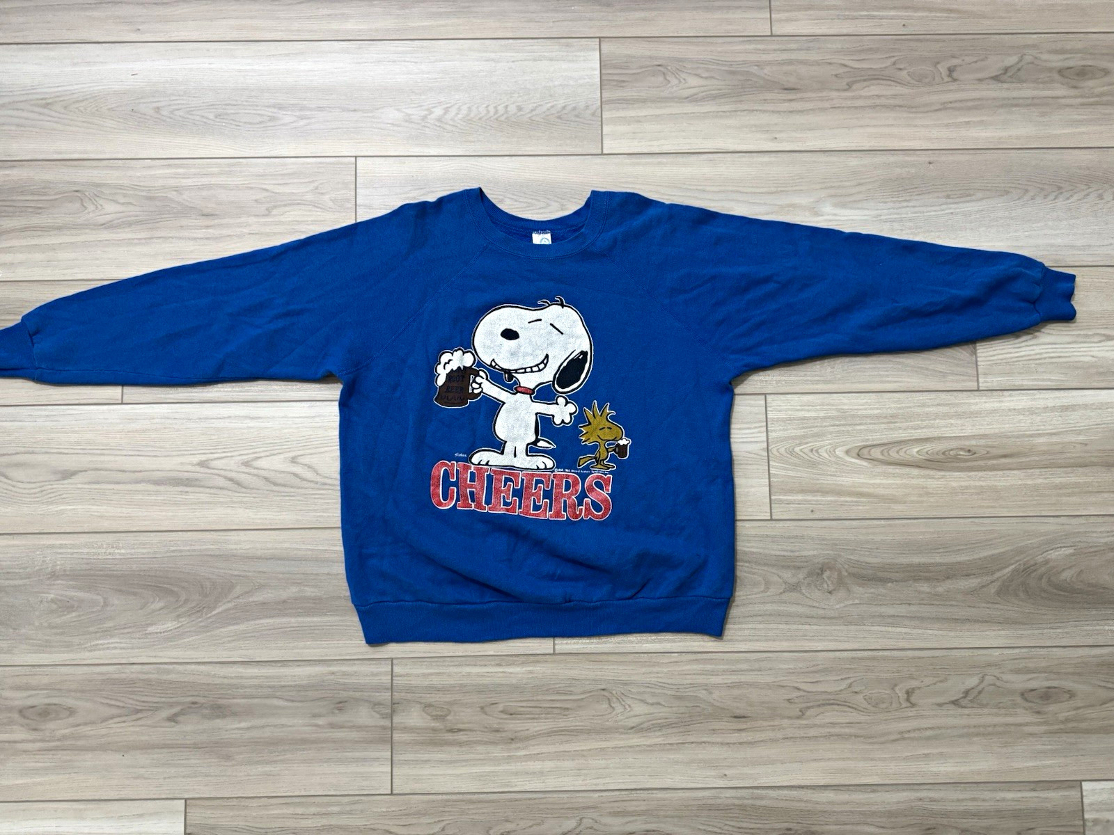 Vintage 80s Snoopy Woodstock Cheers Root Beer Sweatshirt Artex USA Raglan XL