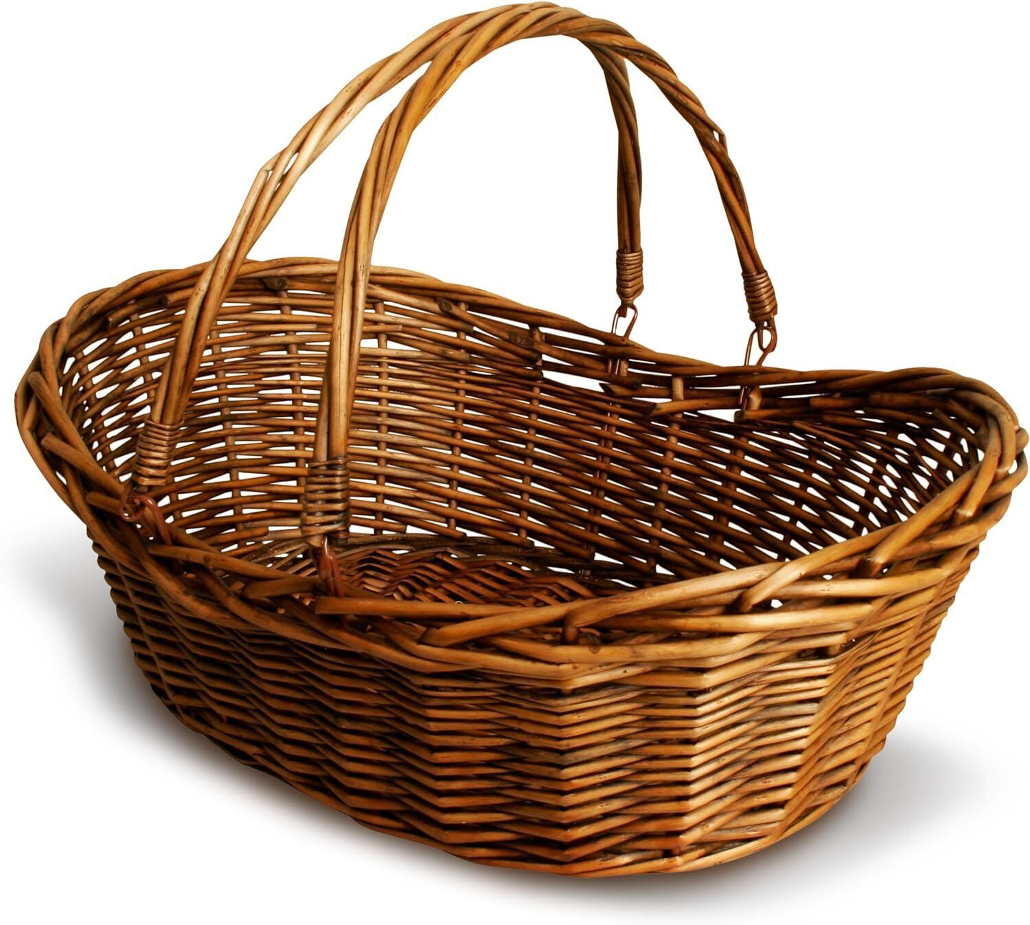  Small Wicker Basket with Handle - Dark Brown Hand Woven Harvest Basket