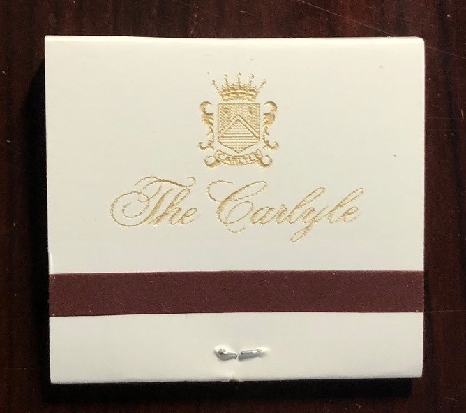 The Carlyle Hotel, New York Matchbook