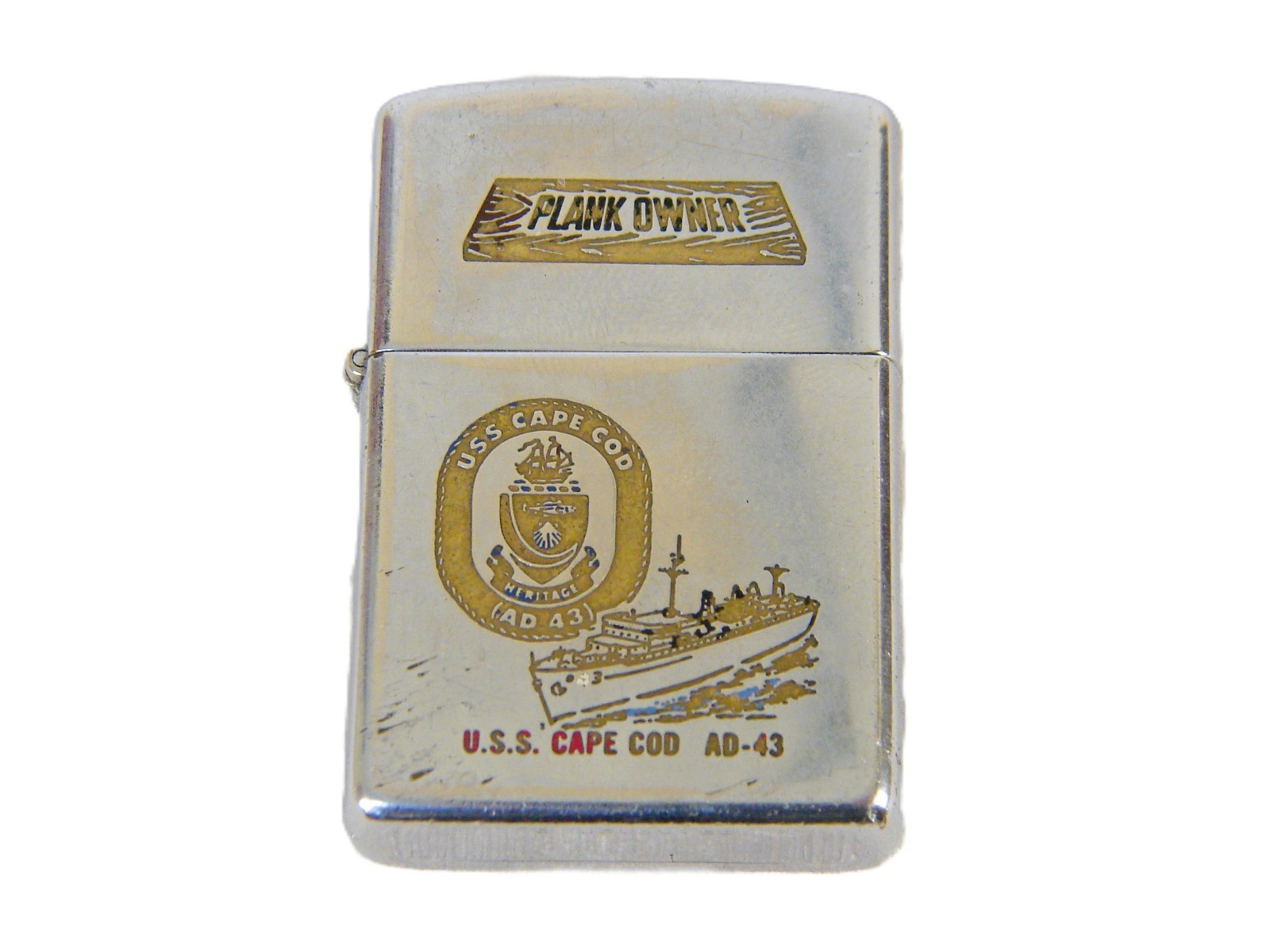 Vintage USS Cape Cod AD-43 Plank Owner Zippo Lighter