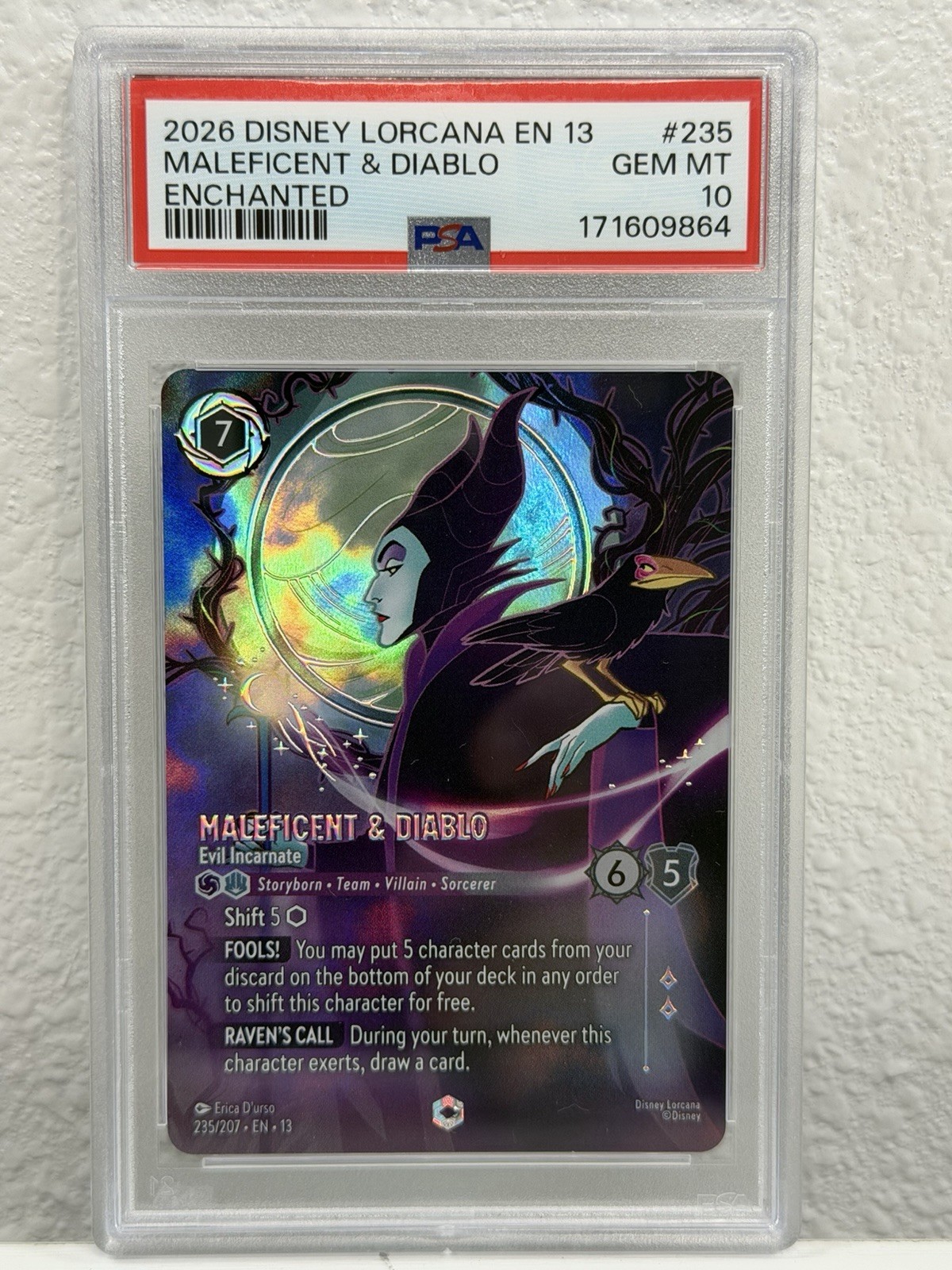 2026 DISNEY LORCANA EN 13 ENCHANTED MALEFICENT & DIABLO EVIL INCARNATE PSA 10