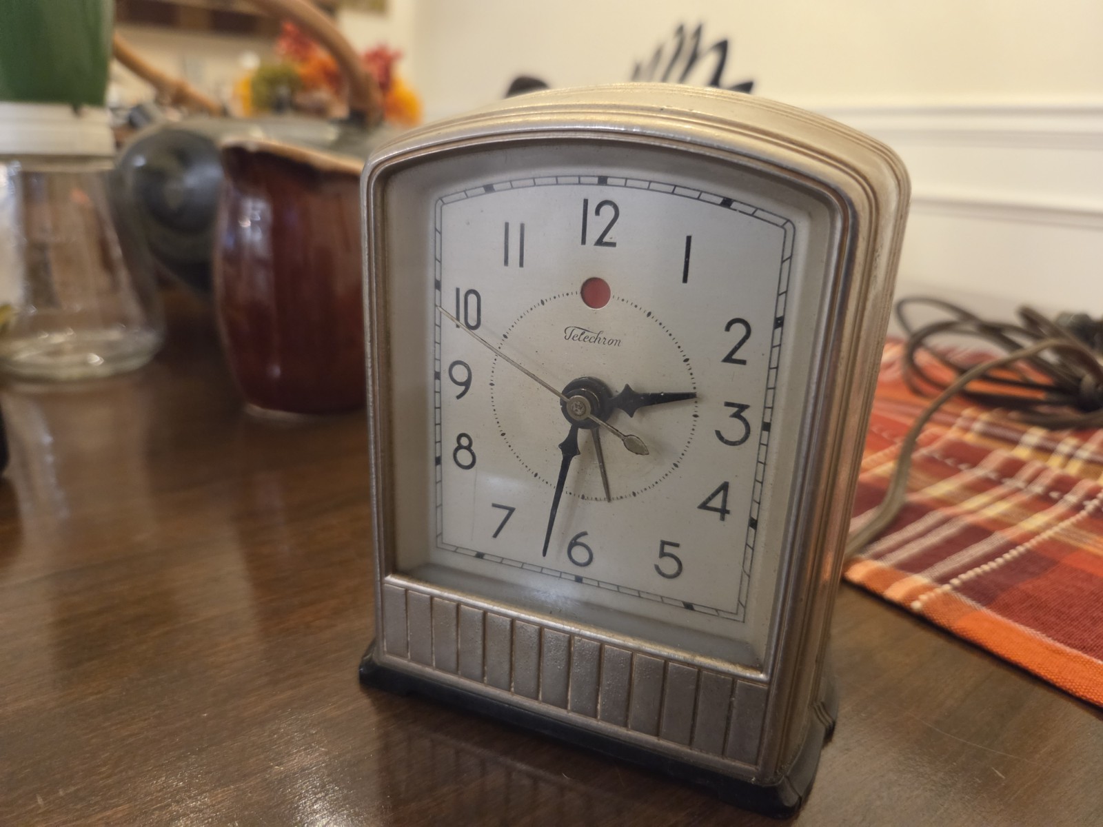 Telechron Alarm Clock # 711 1930s Beautiful Collectible Art Deco FRAYED CORD