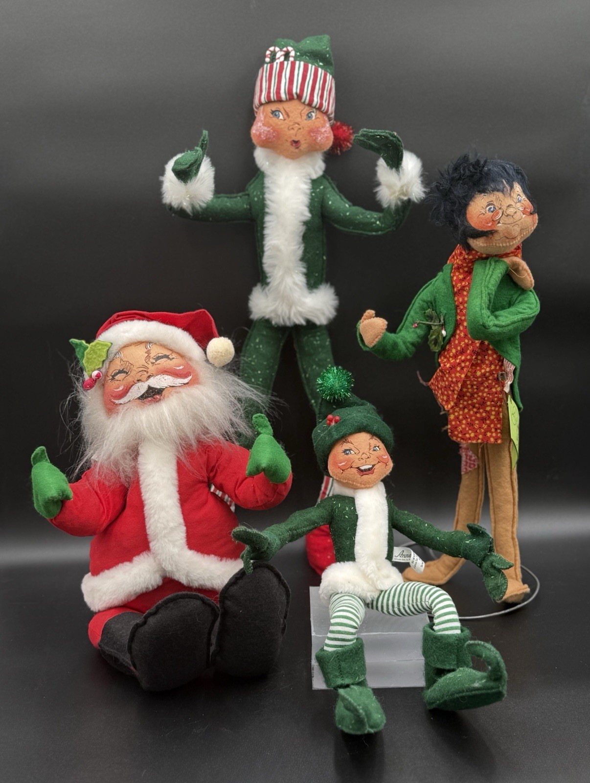 Vintage Annalee Christmas Dolls Lot Santa Bob Cratchit NO TINY TIM Elves 4 Pc Vintage Annalee Christmas Dolls Lot Santa Bob Cratchit NO TINY TIM Elves 4 Pc