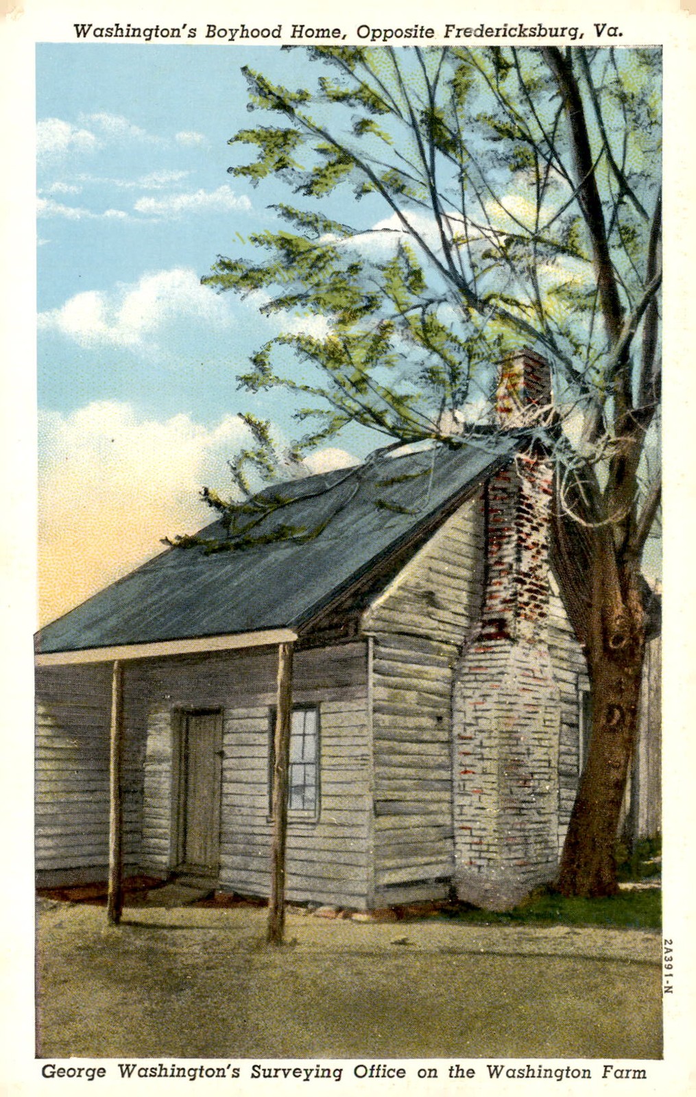 George Washington\'s Boyhood Home & Surveying Office, Ferry Farm, 1743 Postcard