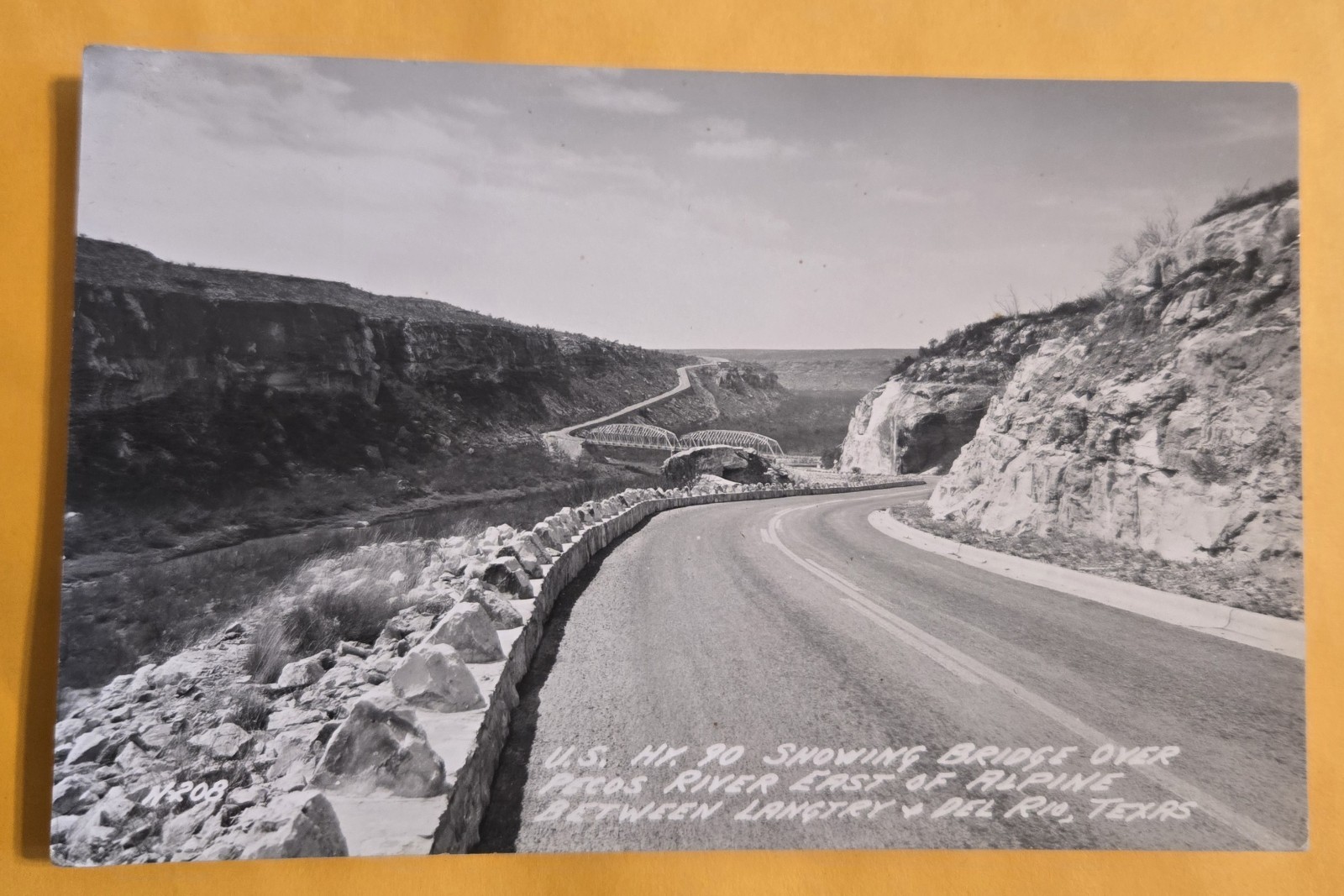 Hwy 90 Bridge Over Pecos River East Of Alpine Texas Vtg Real Photo Postcard UB