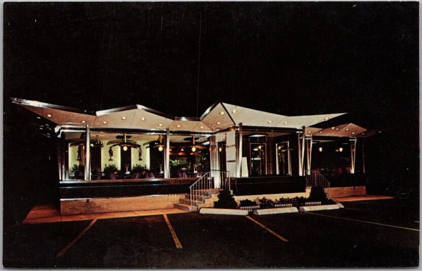 North Wilbraham, Massachusetts Postcard K\'S RESTAURANT Night View c1960s Chrome