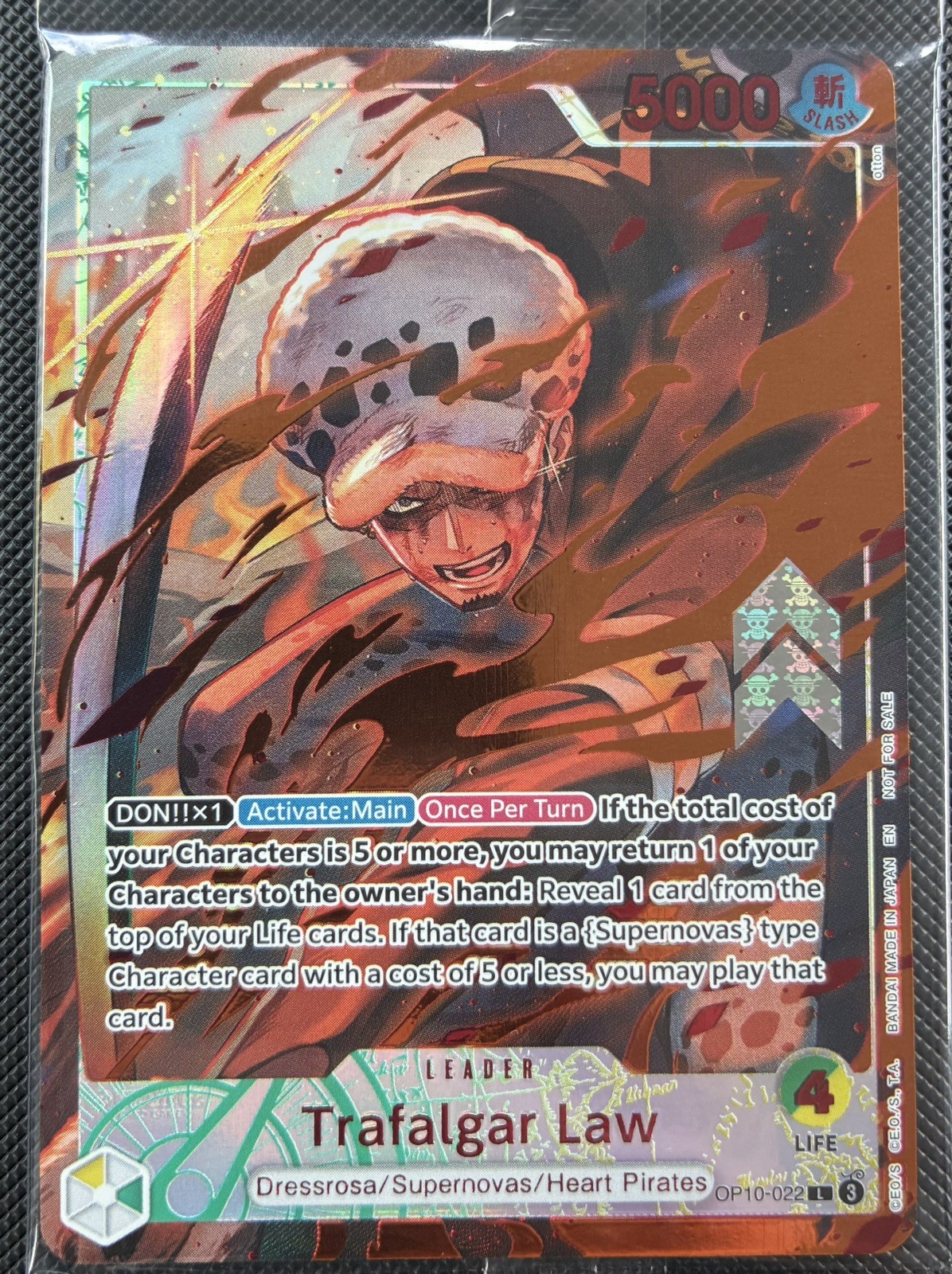 One Piece Trafalgar Law OP10-022 Flame Flame Top Prize SEALED Alt Leader
