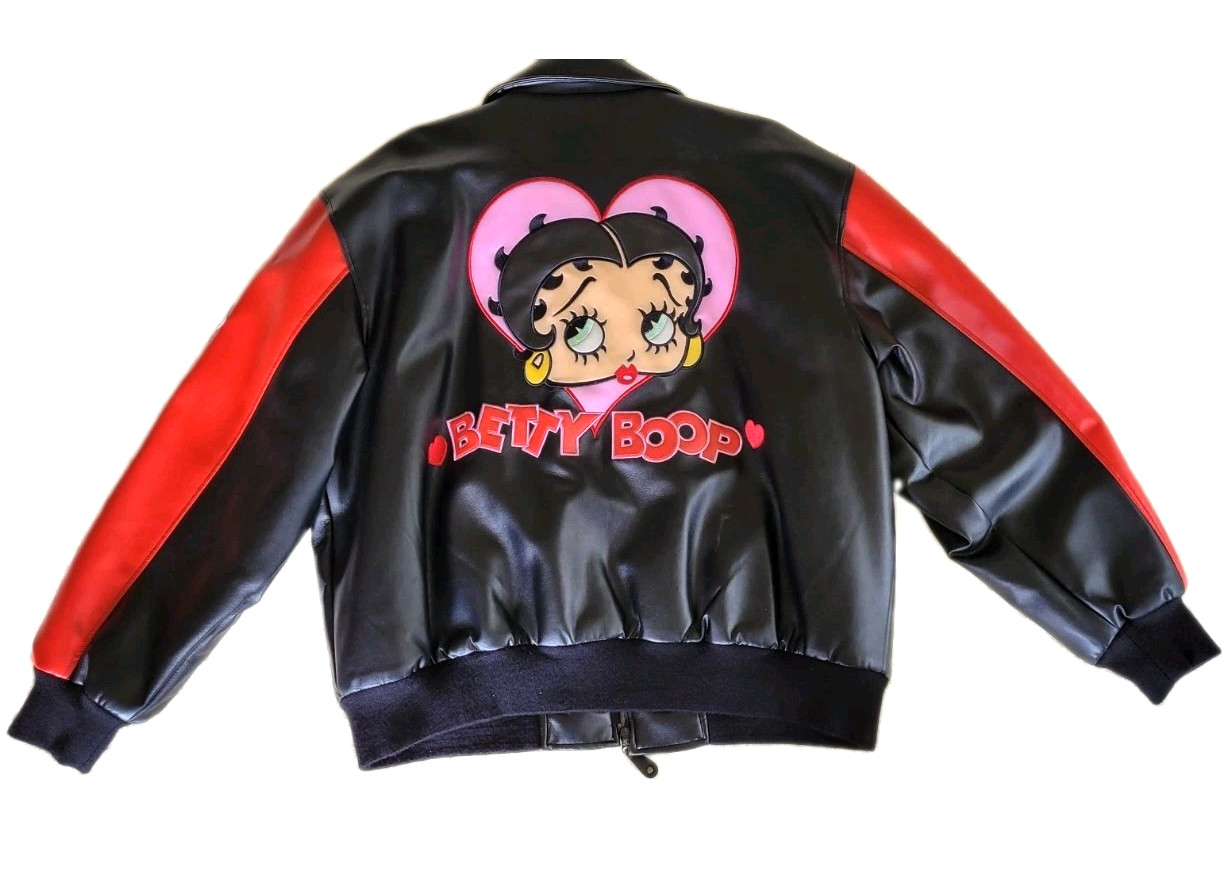 Betty Boop Bomber Jacket XL Embroidered, Faux Leather, New W/O Tags, Never Worn