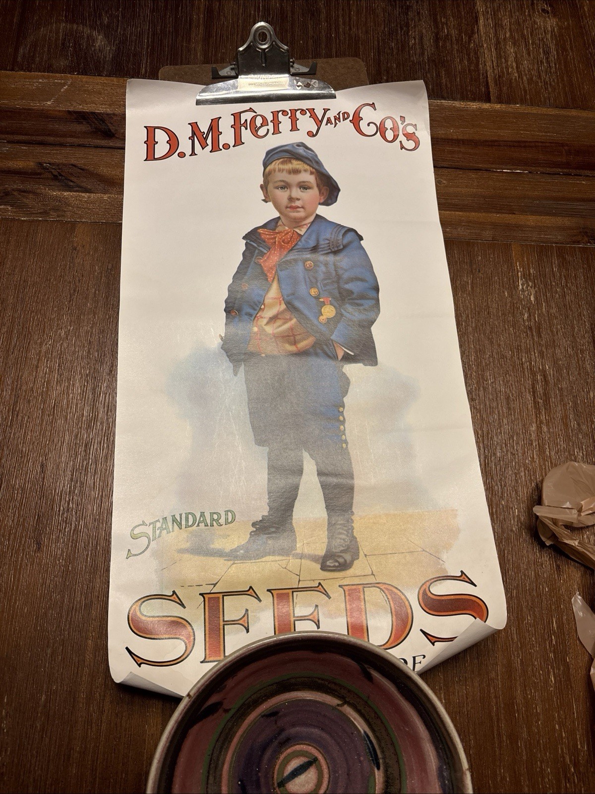 Vintage/Antigue D.M. Ferry & Co. Standard Seeds Poster. 24x 12.5 Inches