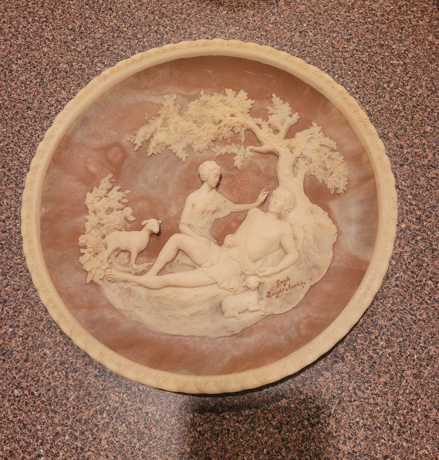Solid incolay stone collectible plate by Gayle Bright Appleby, A thing of beauty