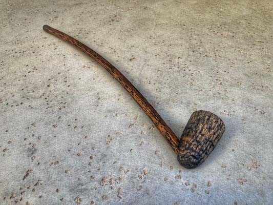 Wizard Smoking Pipe Long Stem Tobacco Churchwarden Rustic Black and Natural