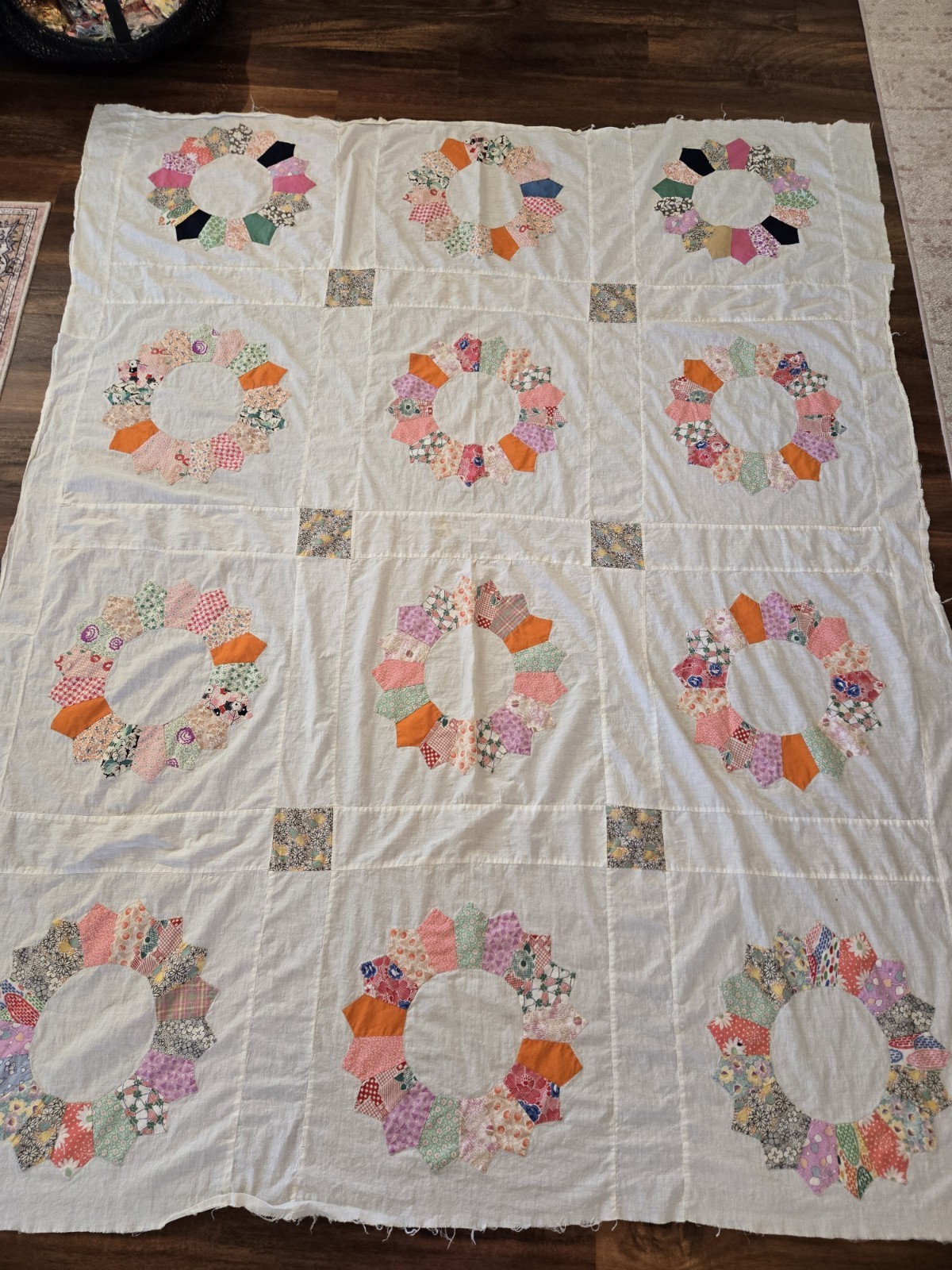 Beautiful Vintage Feedsack Quilt Top 56