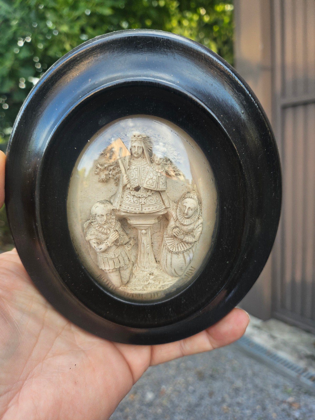 Antique meerschaum bas relief notre dame montaigu Wall plaque 19thc