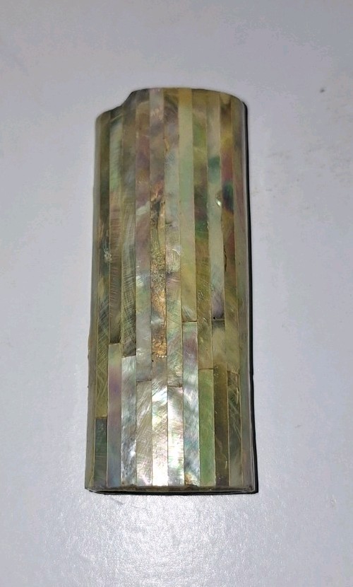 VINTAGE Mother of Pearl Shell BIC Lighter Case Ocean Cover Gift 1980s Old Stock 