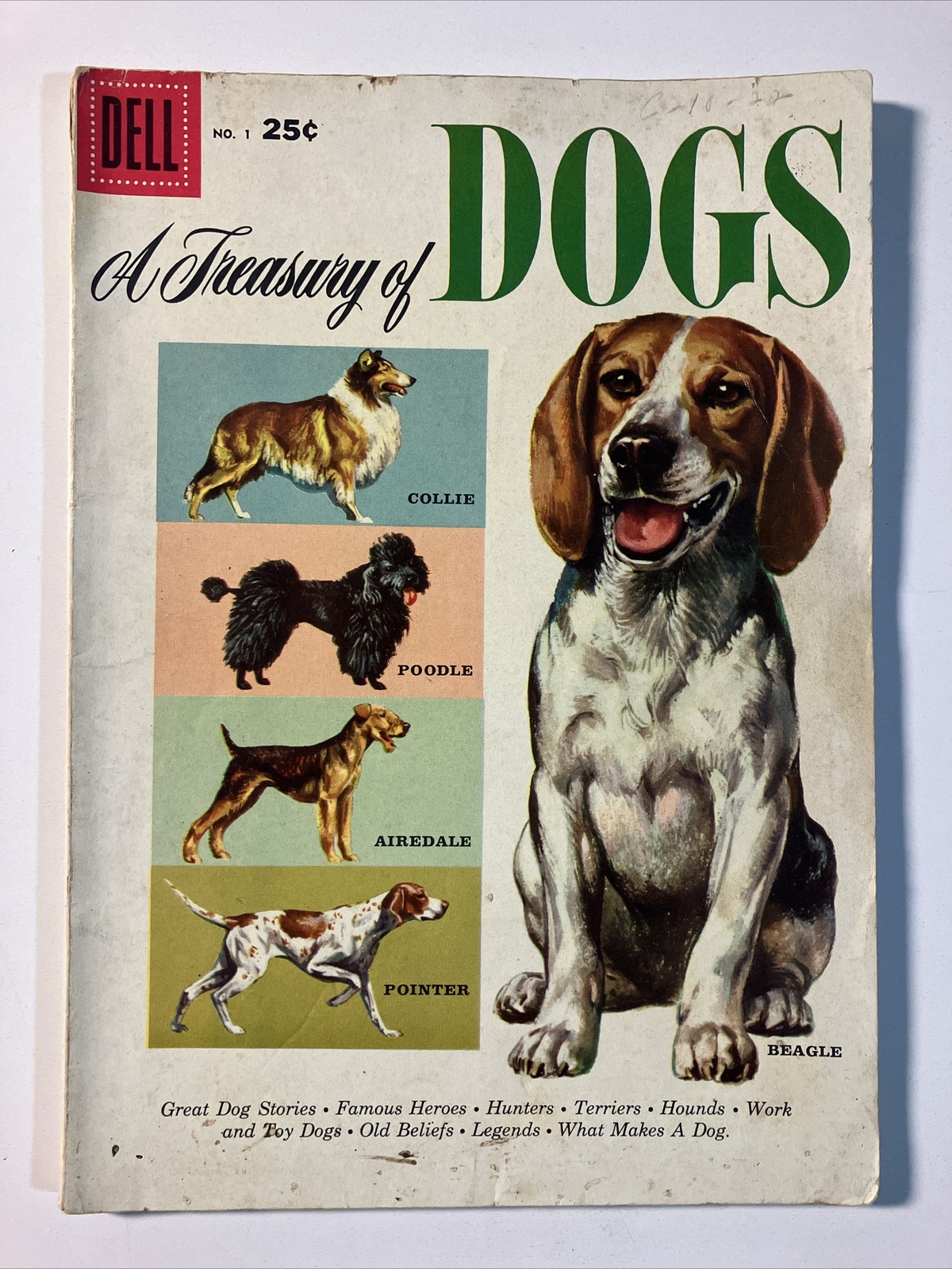 Dell Giant Treasury of Dogs #1 VG-  3.5 1956 Giant Size Vintage Comic On Breeds