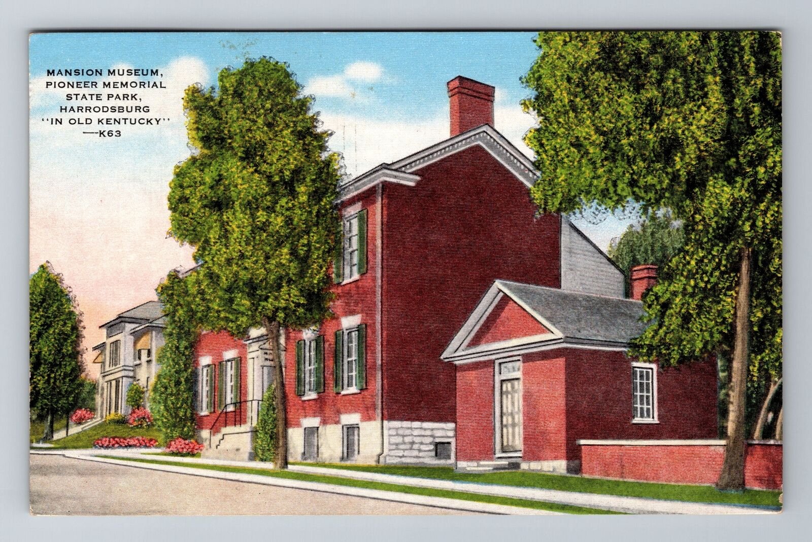 Harrodsburg KY-Kentucky, Mansion Museum, Pioneer Mem, Antique Vintage Postcard
