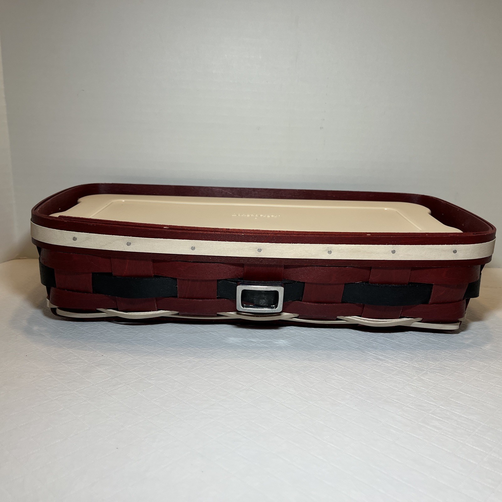 Longaberger 2014 Santa Belly “Bread” Basket W/ Metal Buckle & Hard Protector 
