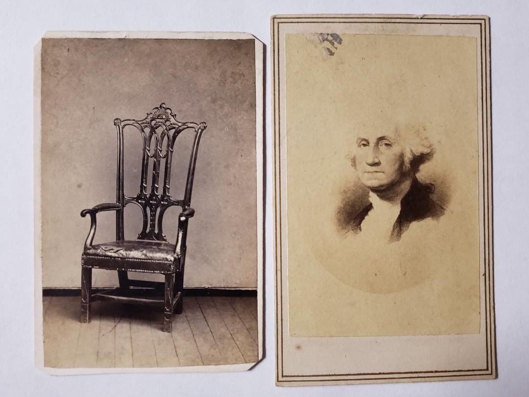 Antique Photo LOT George Washington & Philadelphia Constitution RISING SUN CHAIR