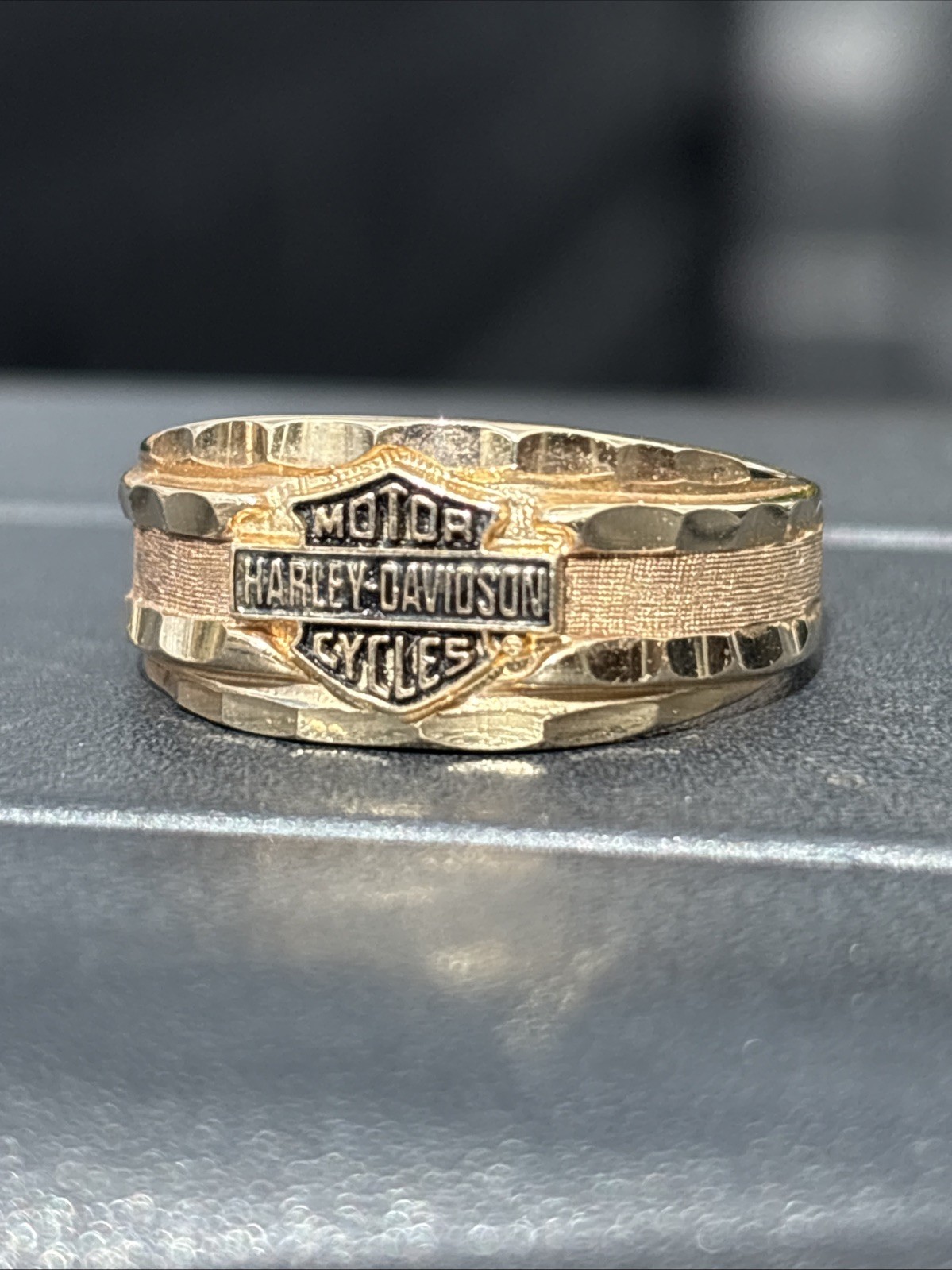 VINTAGE HARLEY DAVIDSON 10K YELLOW GOLD RING ~ SIZE 7