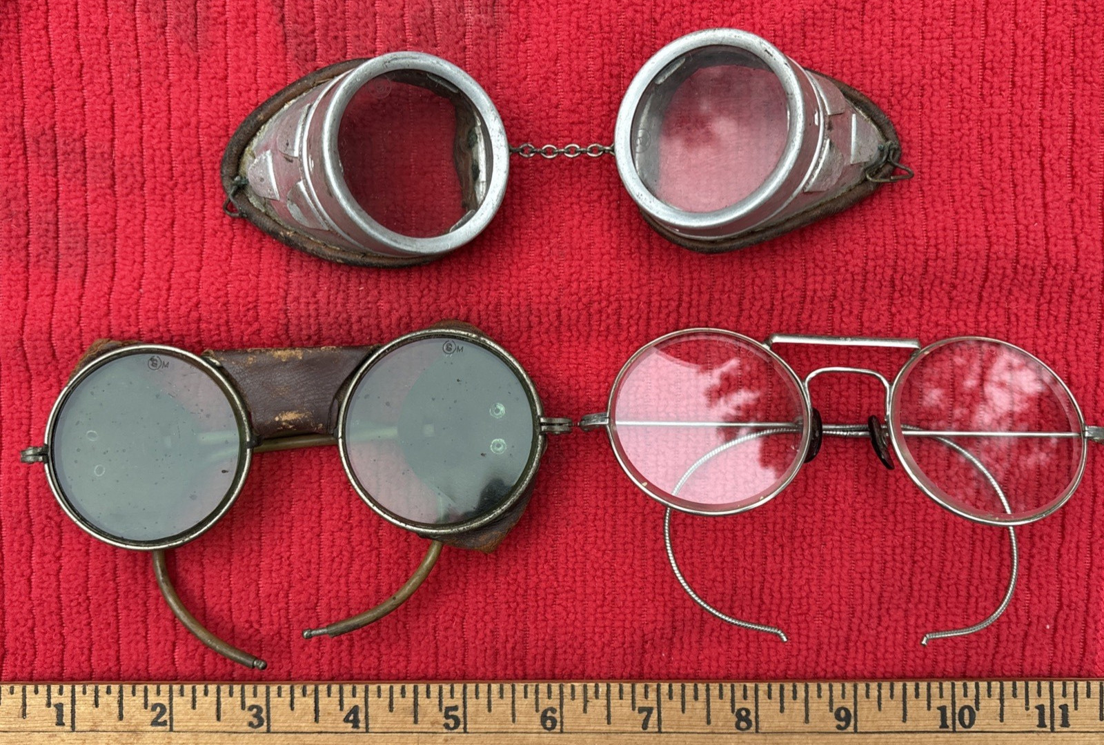 3 Pairs Of  Vintage Safety/Steampunk Glasses: Wellsworth, Cesco, Tinted, Estate