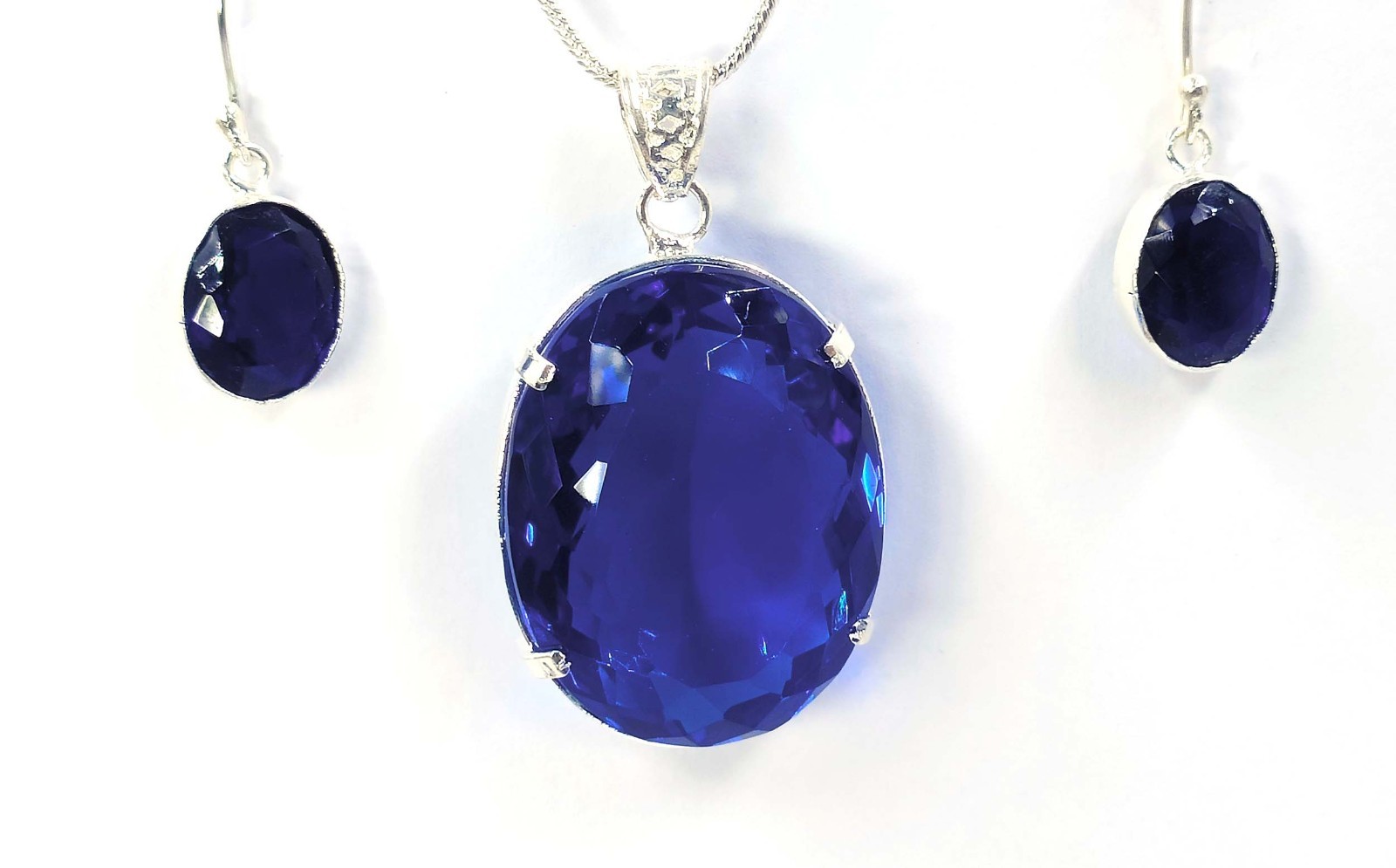 Natural 197Ct Rare Imperial Topaz Pendant Earrings Set 925 Silver 