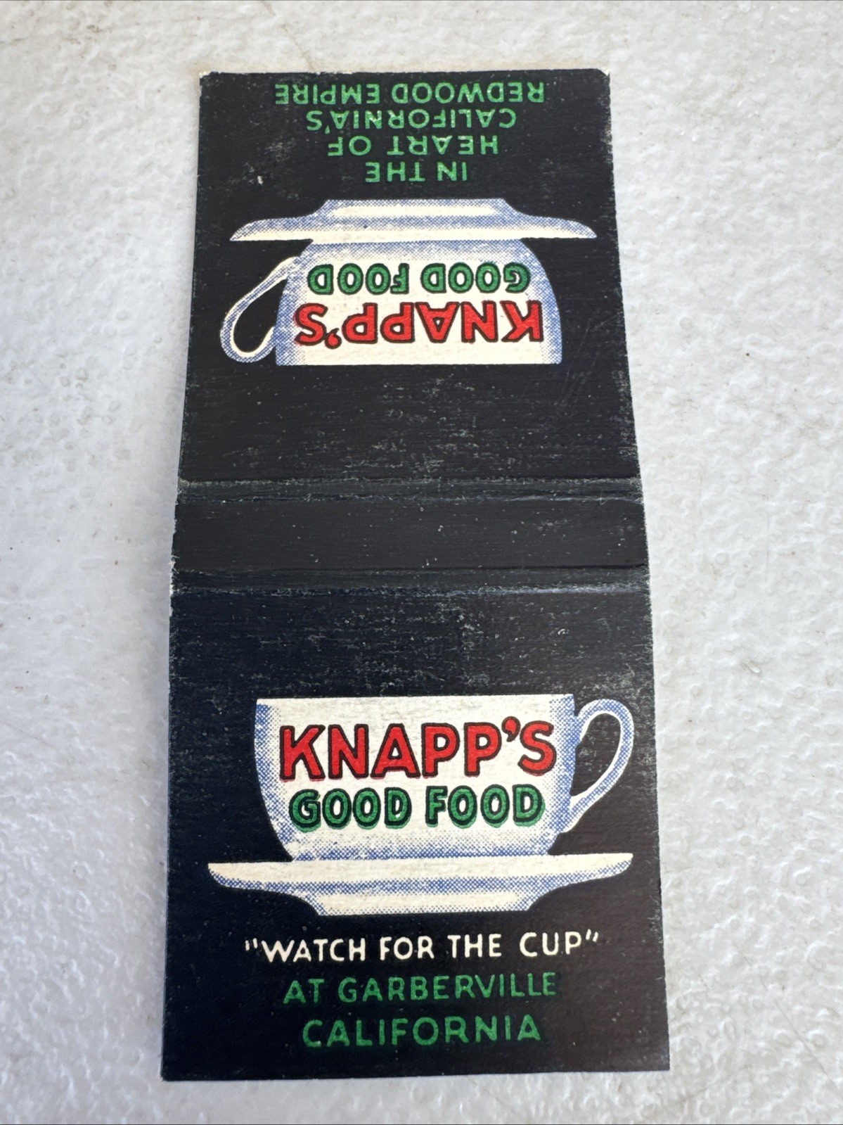 Matchbook Cover Vintage Knapp’s Good Good Garberville, CA