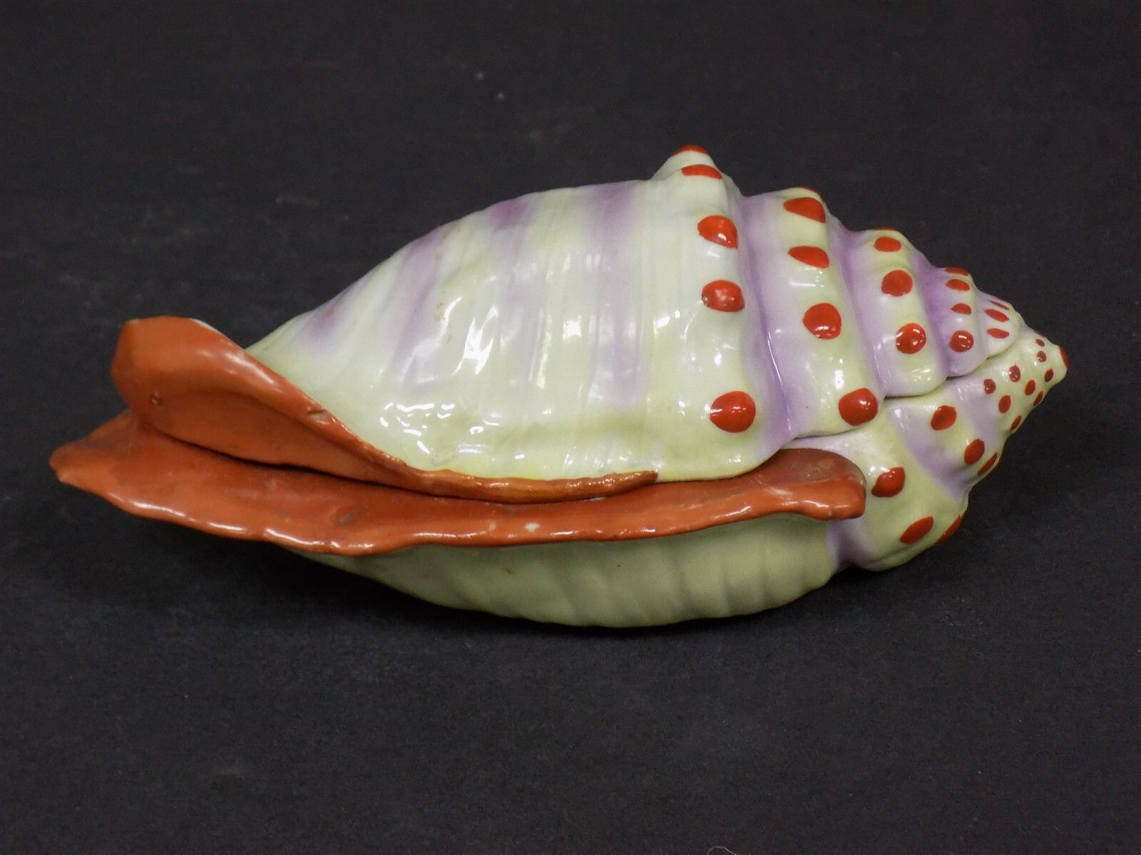 Vintage Luster Scalloped Edge Shell Trinket Covered Dish Germany