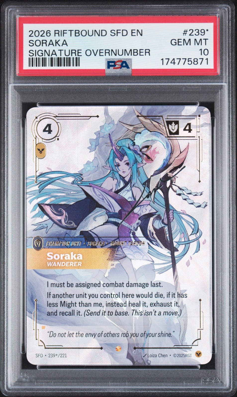2026 RIFTBOUND: LEAGUE OF LEGENDS SFD-SPIRITFORGED SORAKA - WANDERER PSA 10