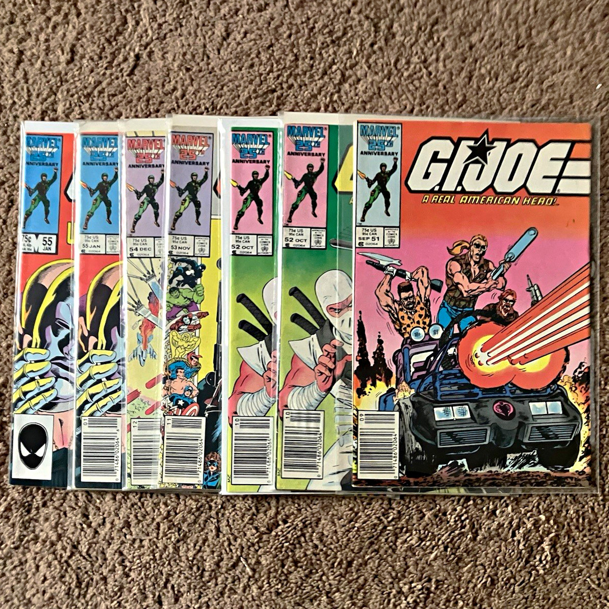Marvel G.I. Joe: A Real American Hero Comic Book Lot of 7 51-55 1986