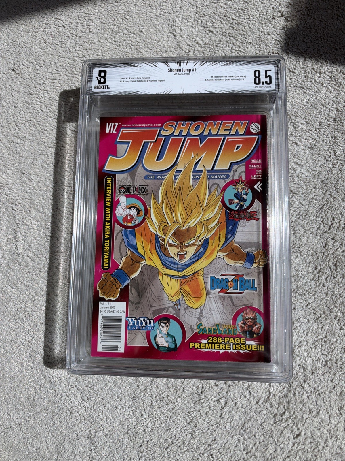 2003 SHONEN JUMP Jan Volume #1, Issue #1, VIZ 1st US One Piece, YuGiOh BGS 8.5
