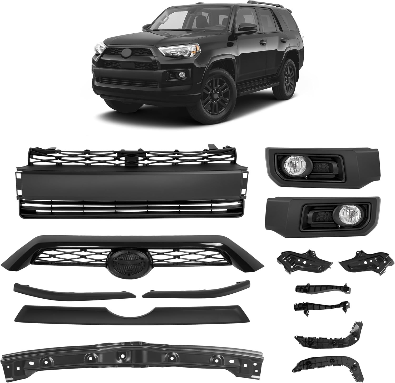 Bumper Body Kits Grille Combo Compatible with 2014-2020 4Runner Front and Set;