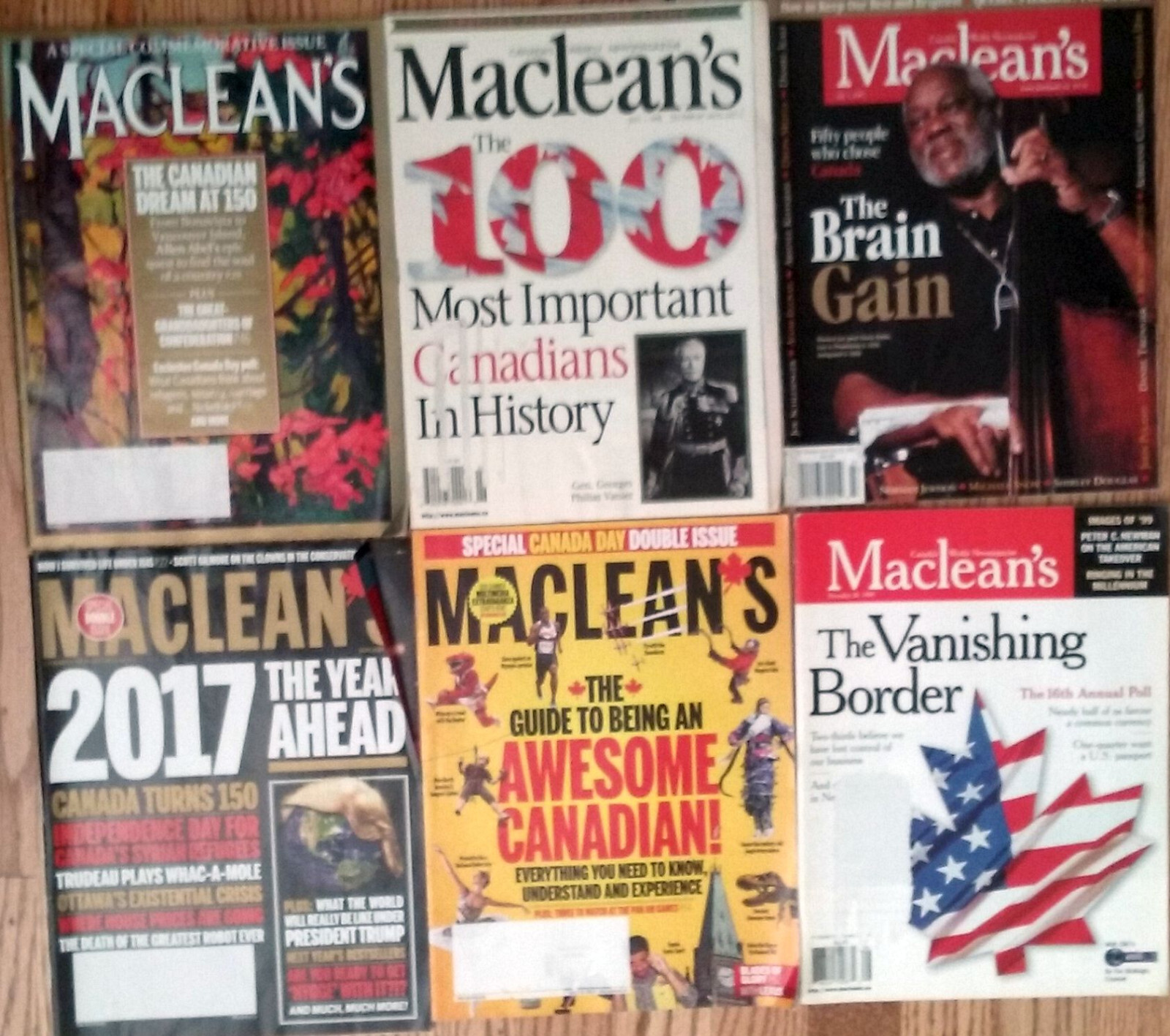 Lot of 6 Macleans Magazines Various Years Lot of 6 Macleans Magazines Various Years