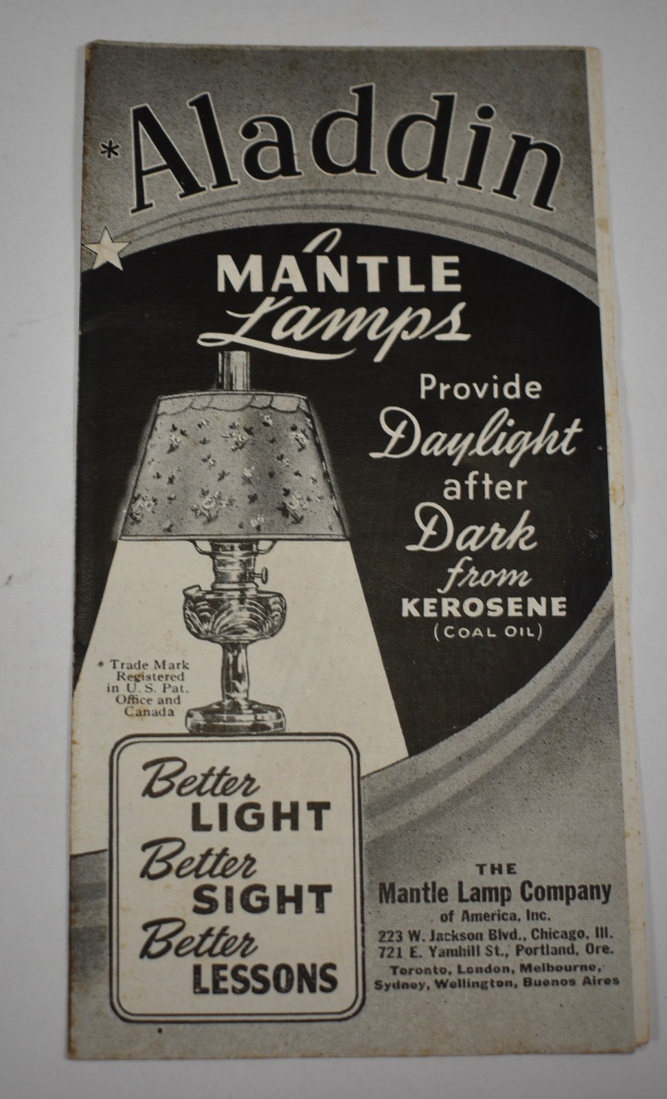 Vintage 1940s Aladdin Mantle Lamp Brochure WWII Era Metal Restriction Note