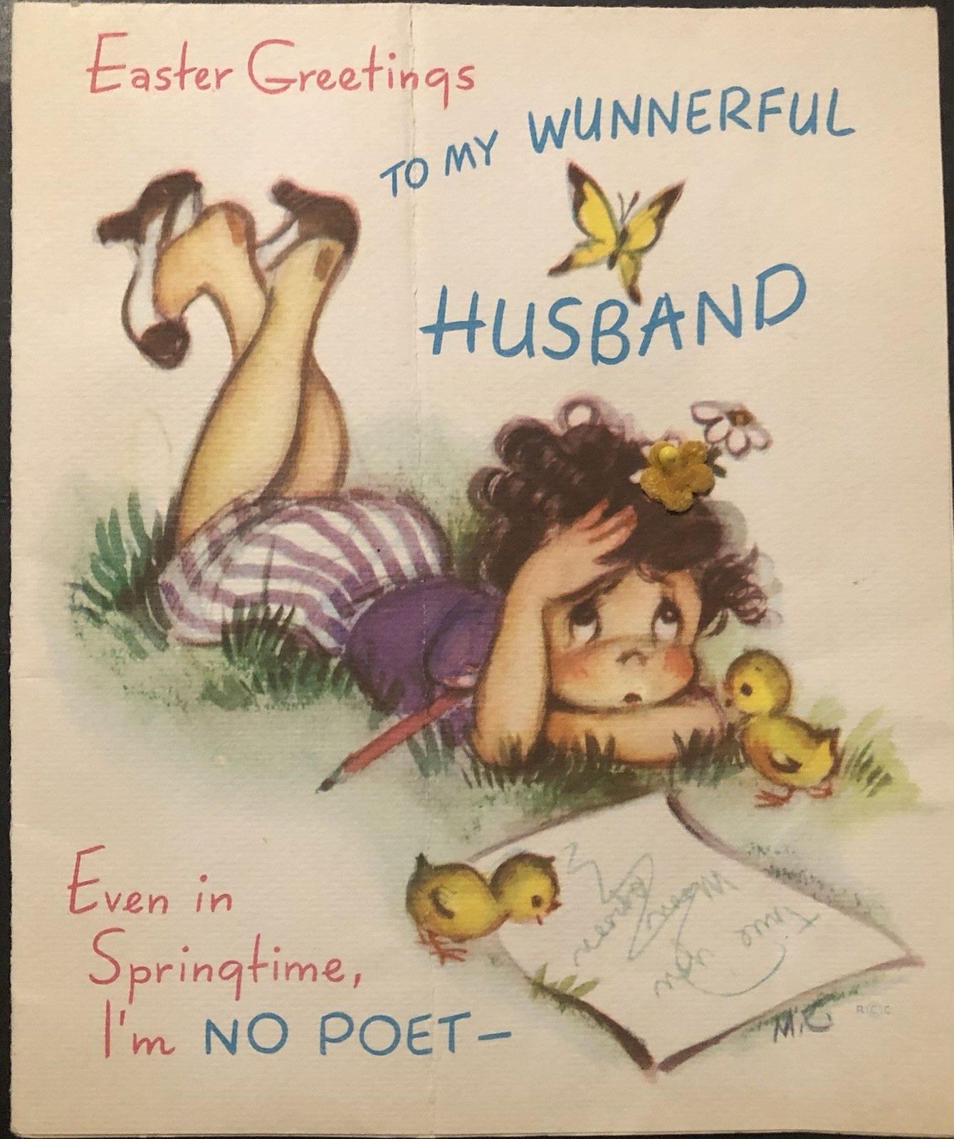 Vtg Easter Greeting Card Easter Greeting To My Wunnderful Husband Wife In Field Vtg Easter Greeting Card Easter Greeting To My Wunnderful Husband Wife In Field