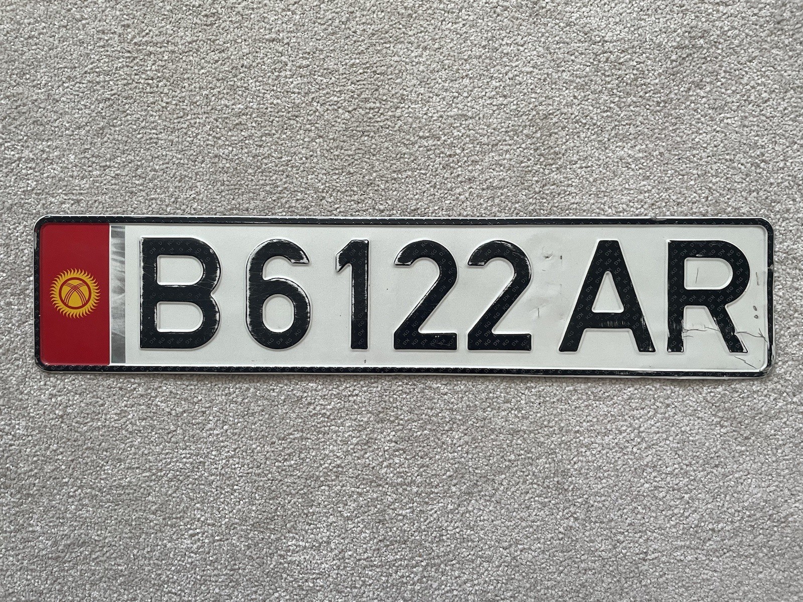 Number License Plate Kyrgyzstan Kyrgyz Bishkek Genuine Used B 6122 AR