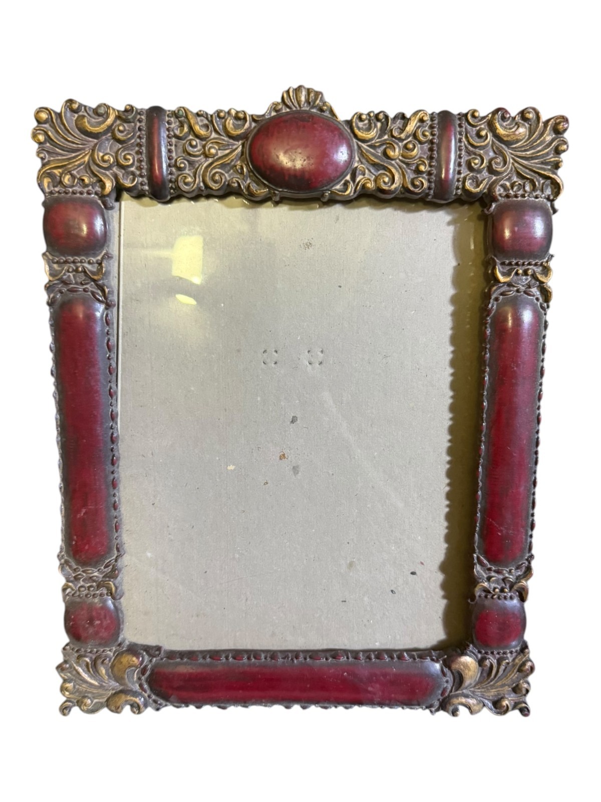 Vintage Baroque Style Picture Frame Burgundy Gold Resin and Plastic Vintage Baroque Style Picture Frame Burgundy Gold Resin and Plastic