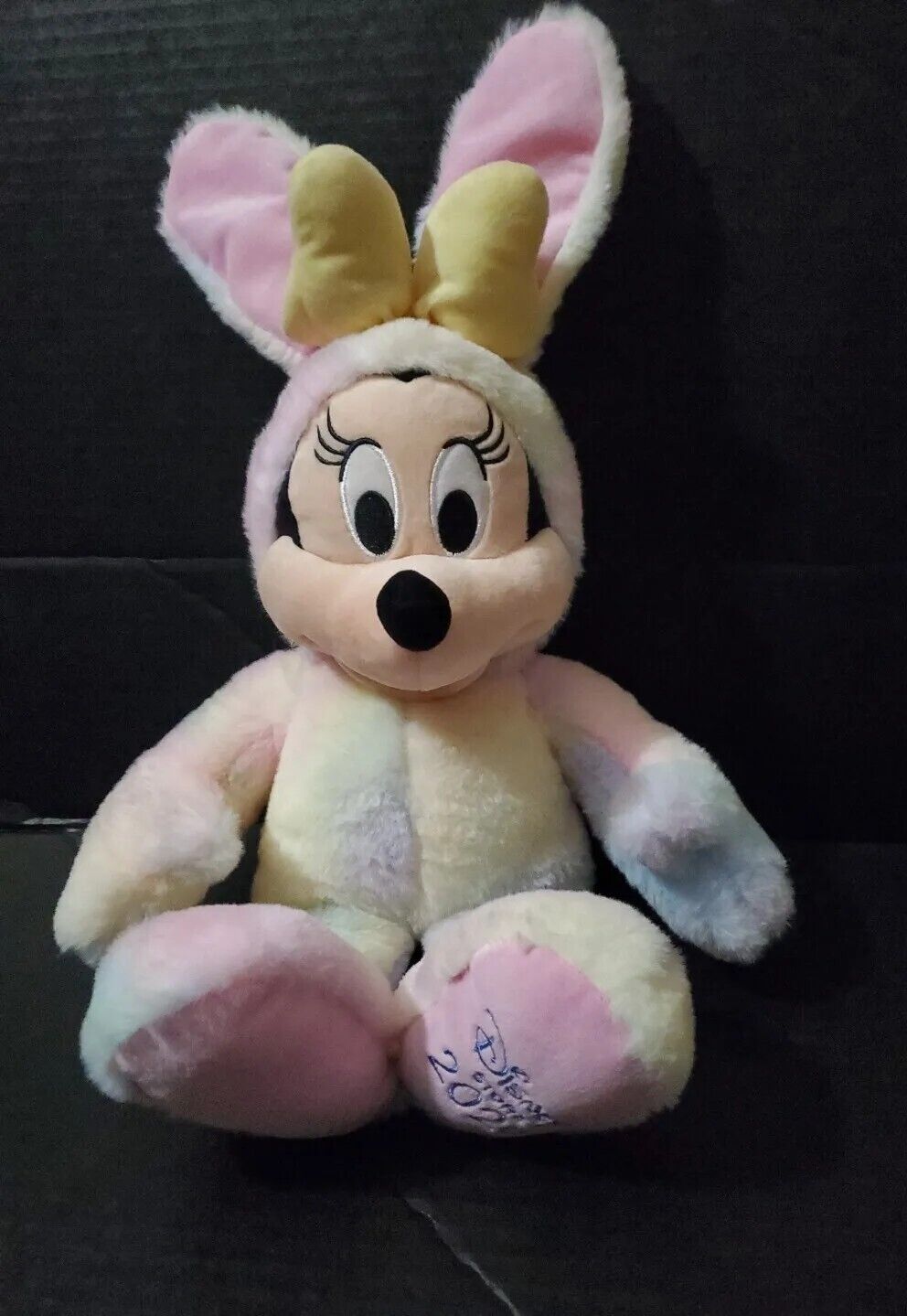 Disney Store 2020 Minnie Mouse Plush Easter Bunny Pastel Pink Tie-Dye 