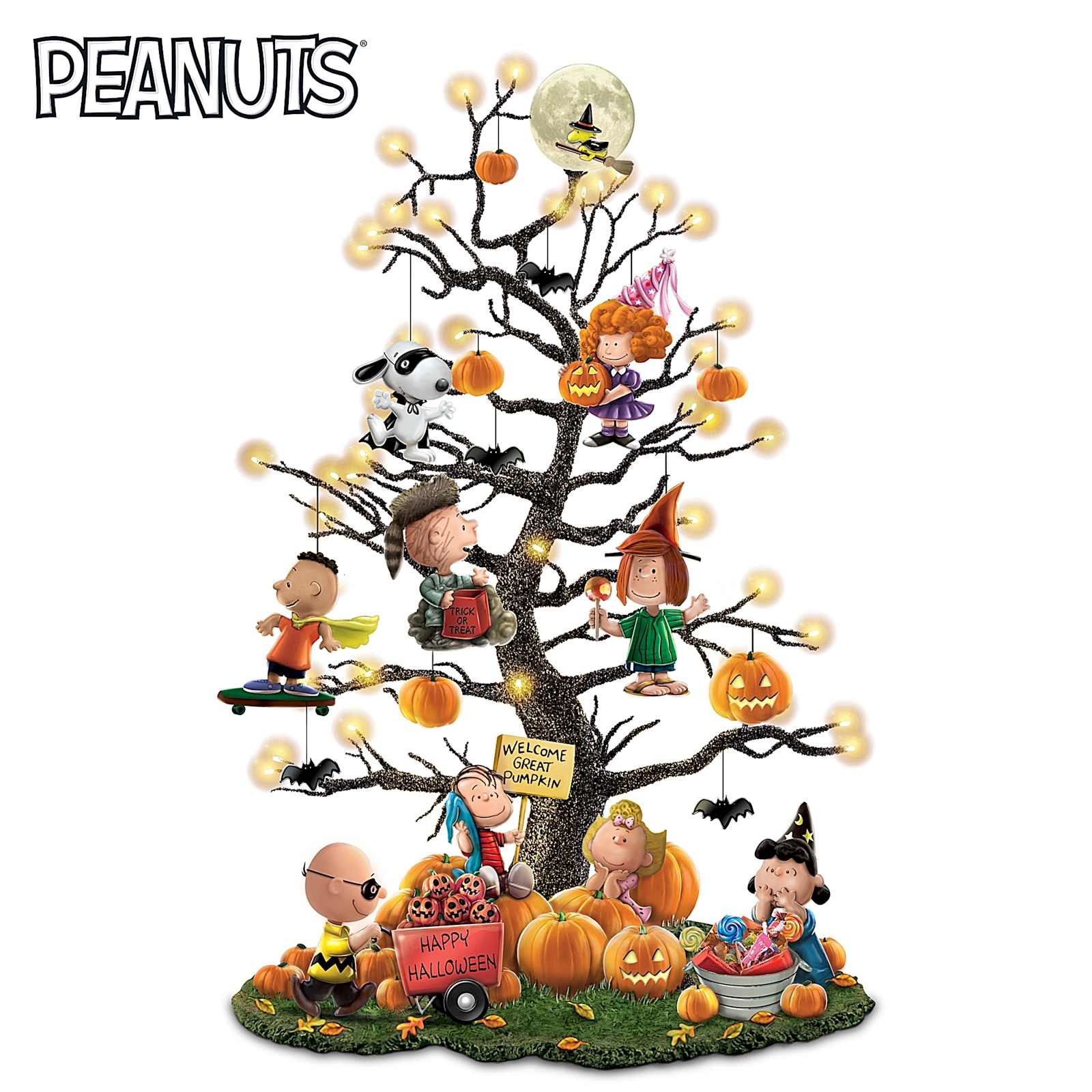PEANUTS Halloween Tabletop Tree With Over 35 Lights