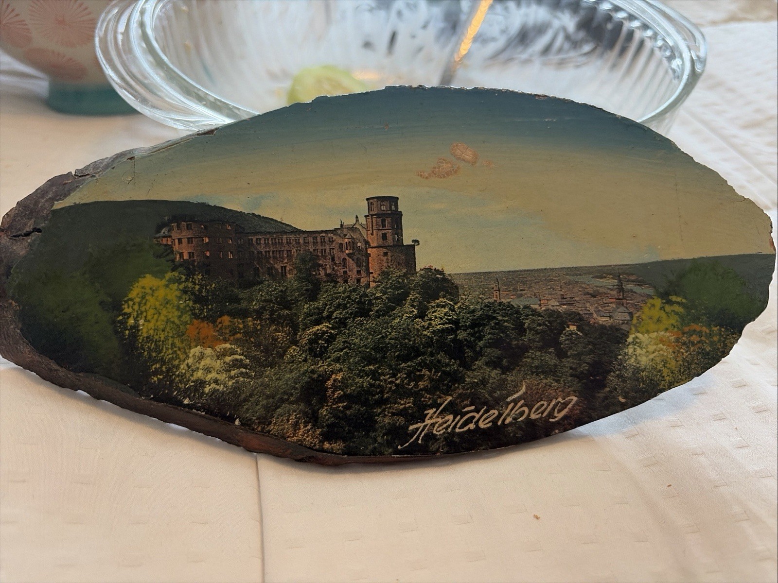 Vintage Heidelberg, Germany Wood Sliced Artwork Photography 1960s Art 8.5” A7