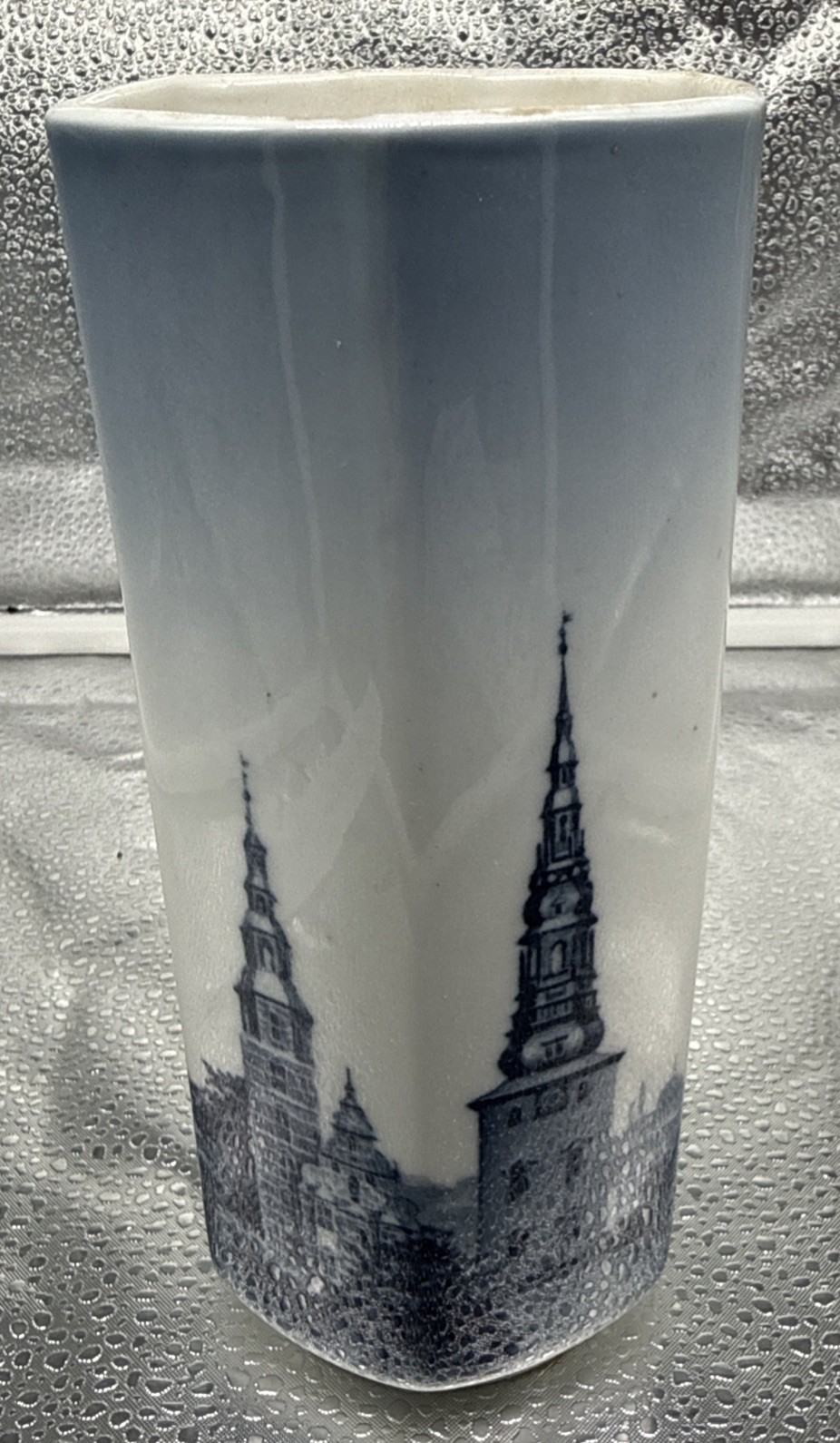 Royal Copenhagen Vintage 5080 Hexagonal Vase 1958 - Danish Porcelain Crown Mark