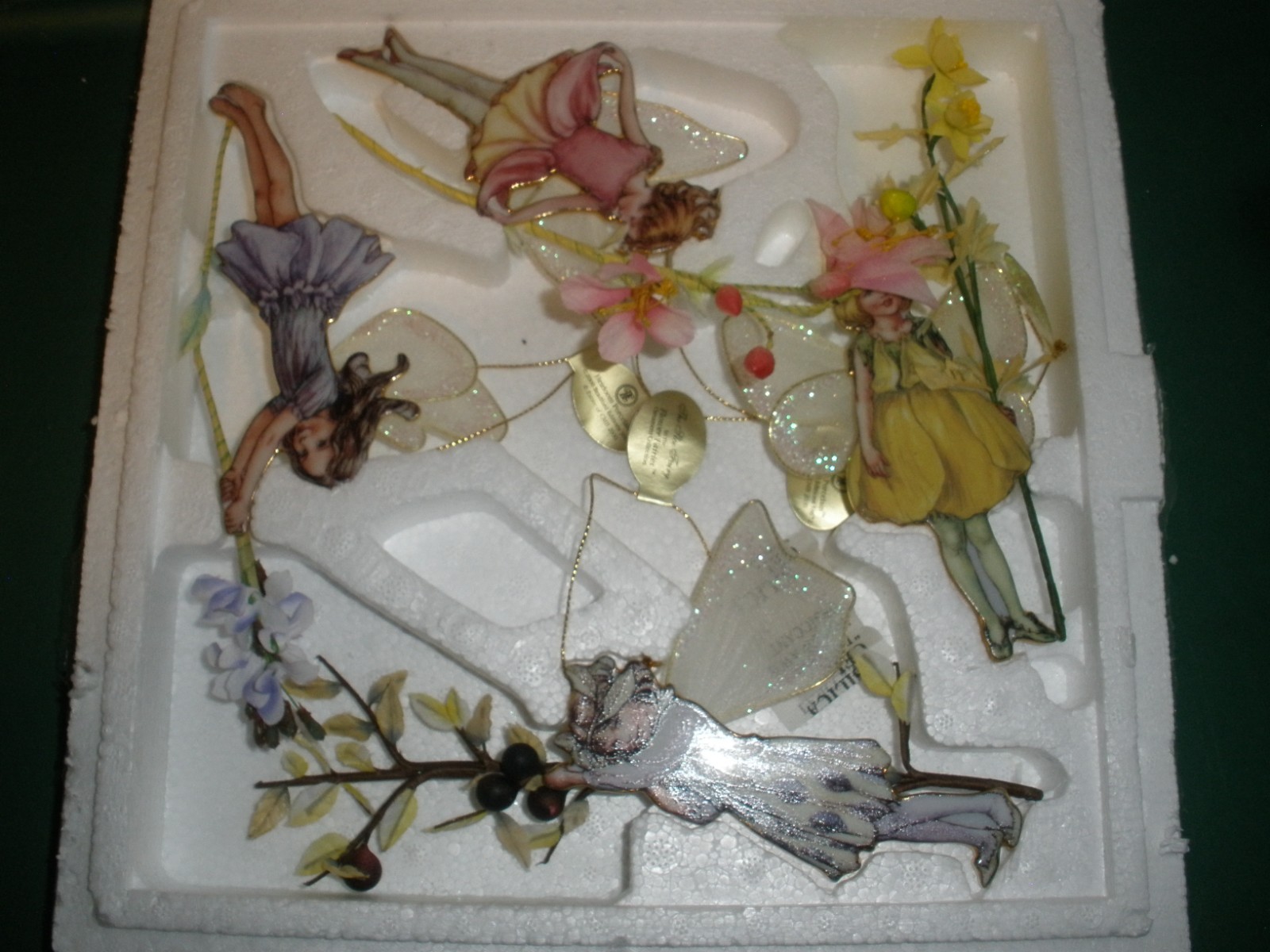 NEW BRADFORD 2000 Second Issue FLOWER FAIRY ORNAMENTS  Lot of 4  Cicely Barker