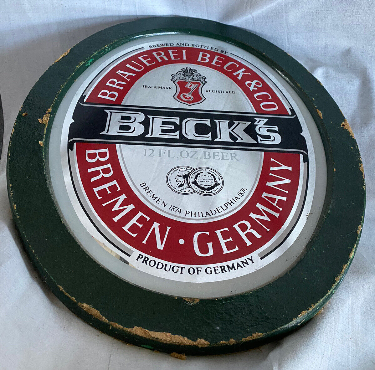 Vintage Original Advertising Beer Ale BECK\'S  German Beer Large W/Green Frame