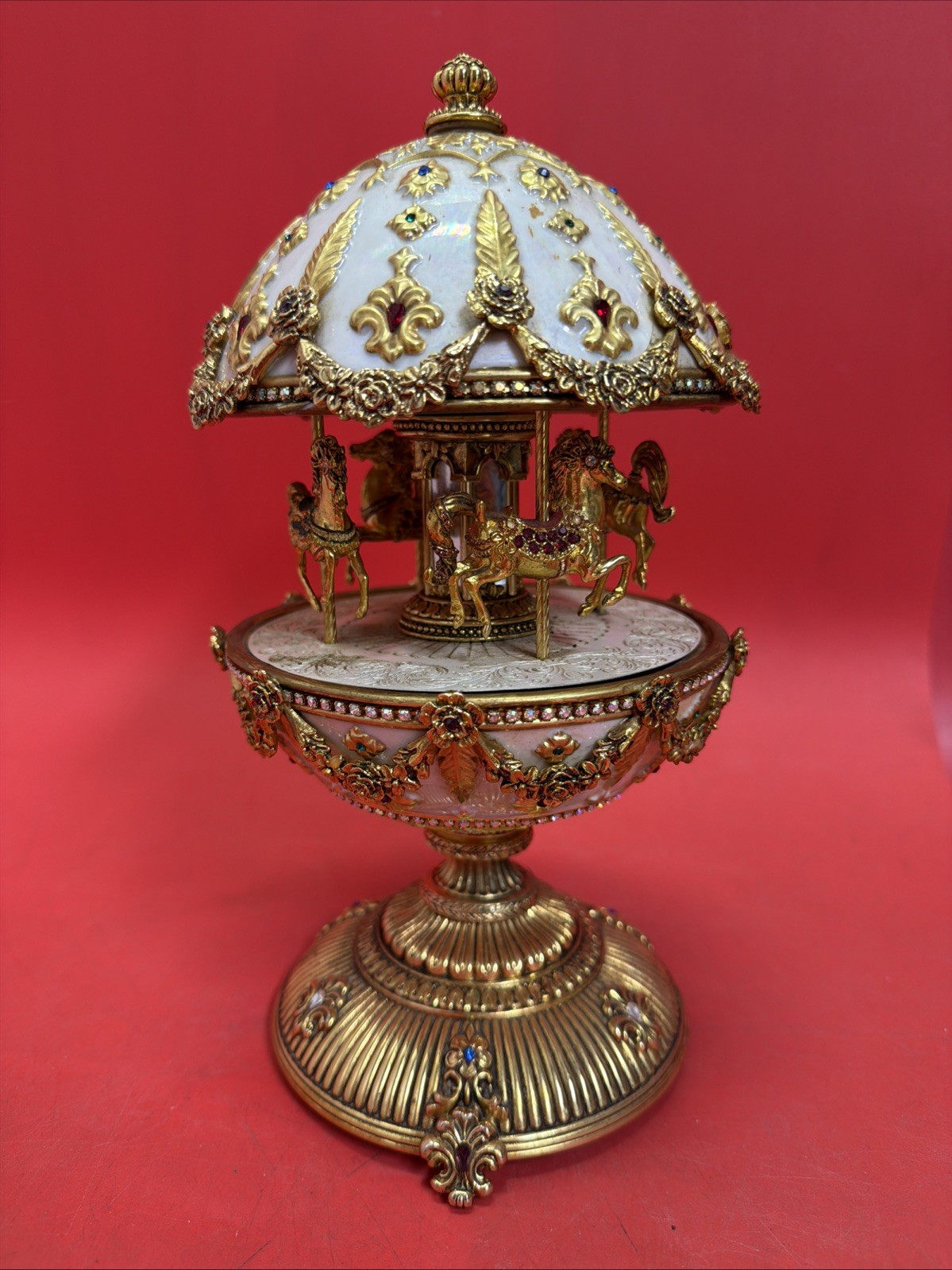 Vintage Franklin Mint House of Faberge Imperial Carousel Egg Musical