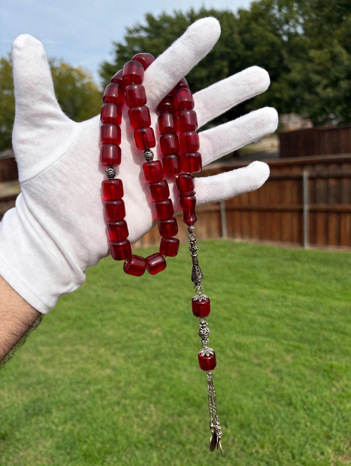 Rare Vintage Cherry Cognac Faturan Bakelite Tasbih 171.8g Zafran Honey Vein 33B