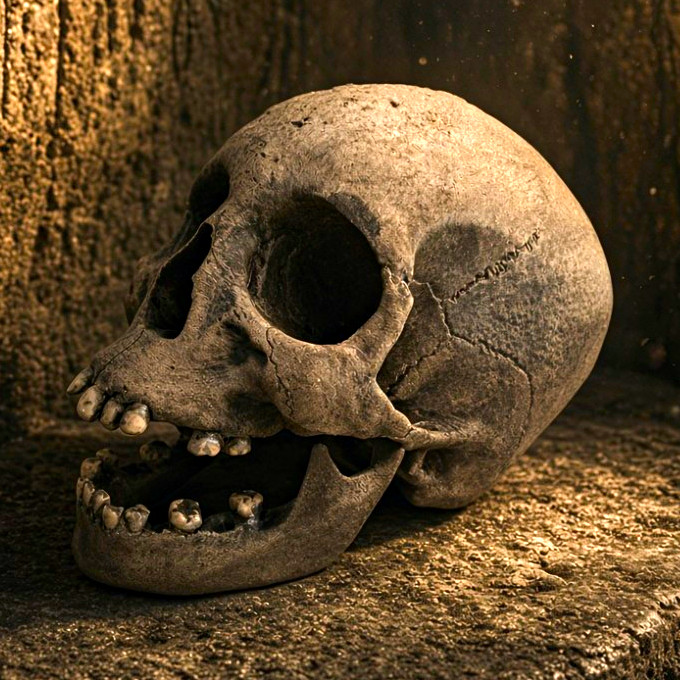 Realistic Human Skull- Ancient Temple Guardian 