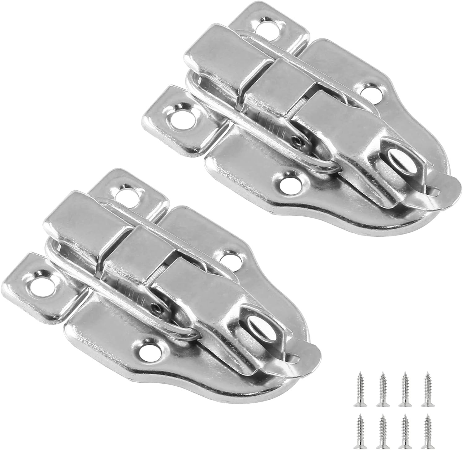 2Pcs Modern Silver Style Duckbilled Hasp Clasp Latch Lock Box Toggle Latch with