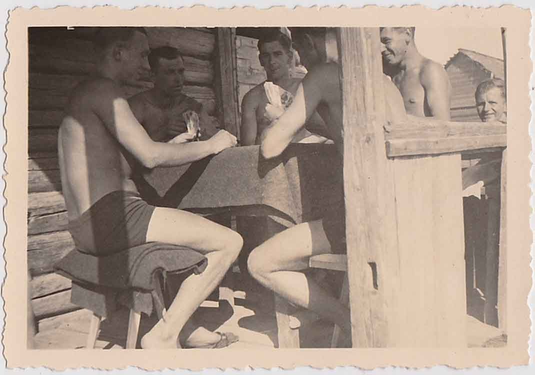 Vintage Photos Muscular Men Shirtless Playing Cards 1930s Gay Interest LOT of 2