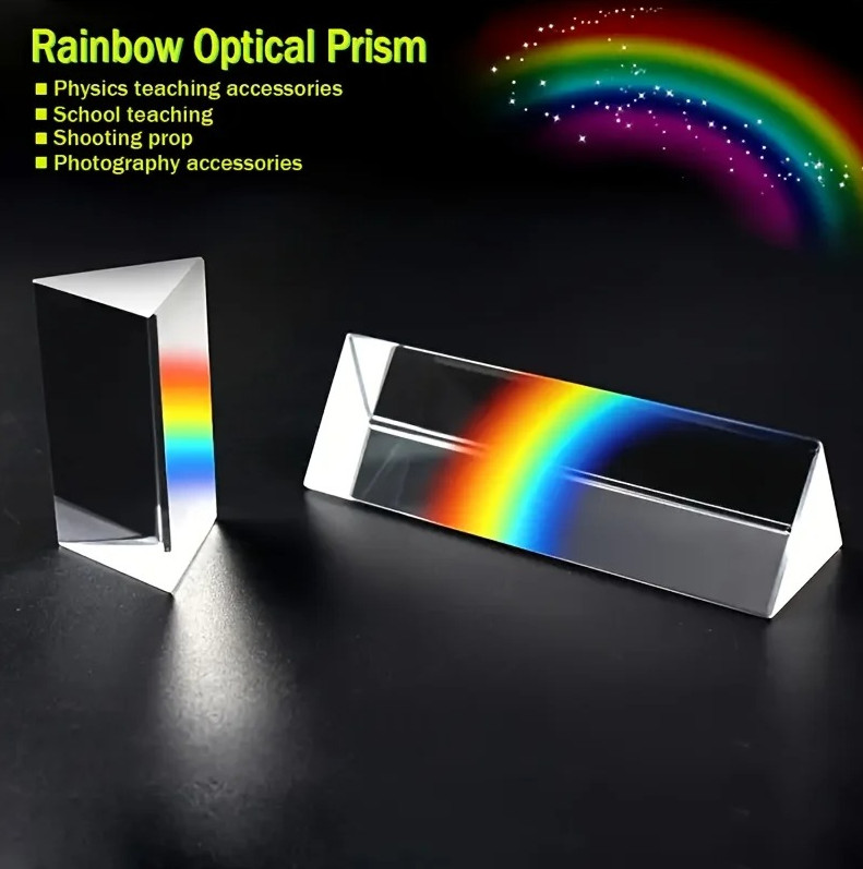 1pc Glass Optical Prism Rainbow Spectrum Light Physics Teaching Photography Tool