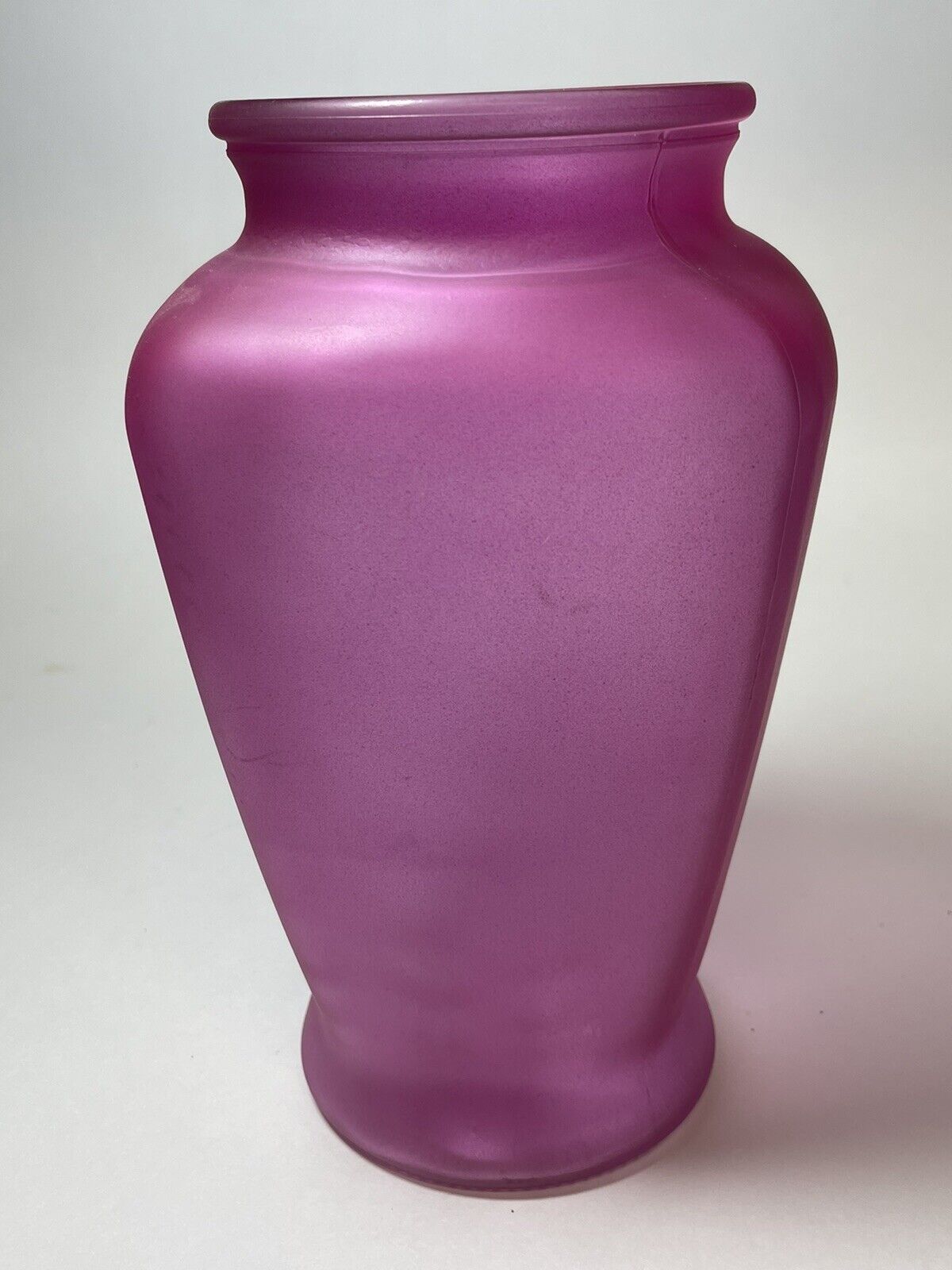 Pink Frosted Satin Glass Flower Vase Rounded Square 9”