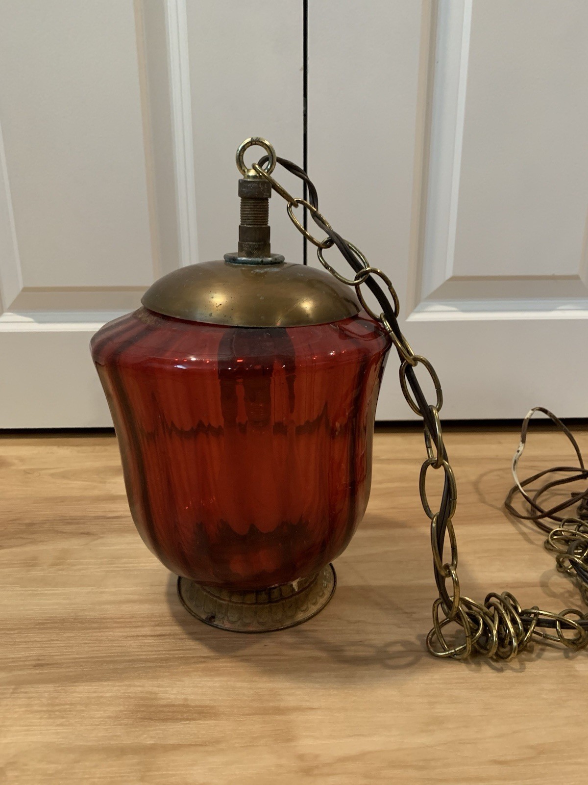 Victorian Cranberry Hanging Lamp Parts Or Repair